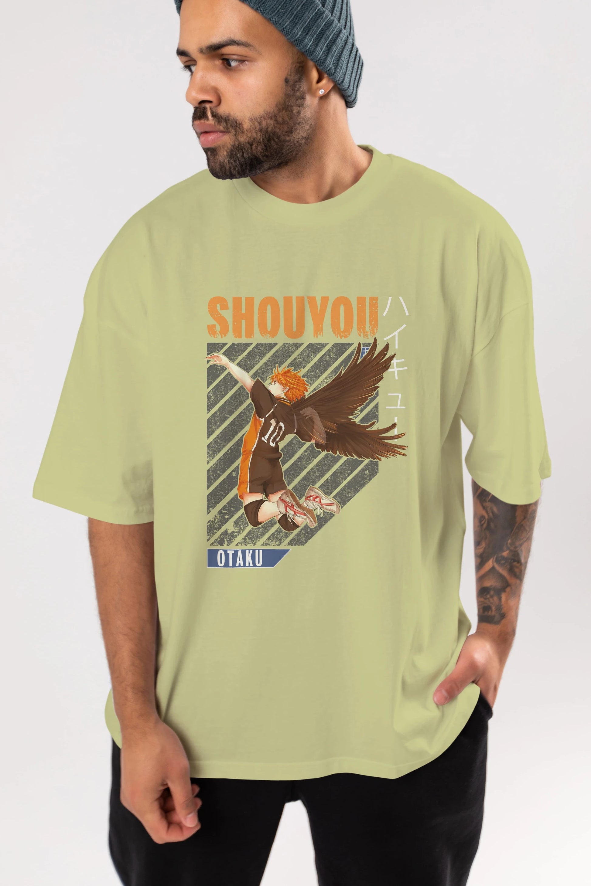 Shouyou Hinata 10 Anime Ön Baskılı Oversize t-shirt %100 pamuk Erkek Kadın Unisex