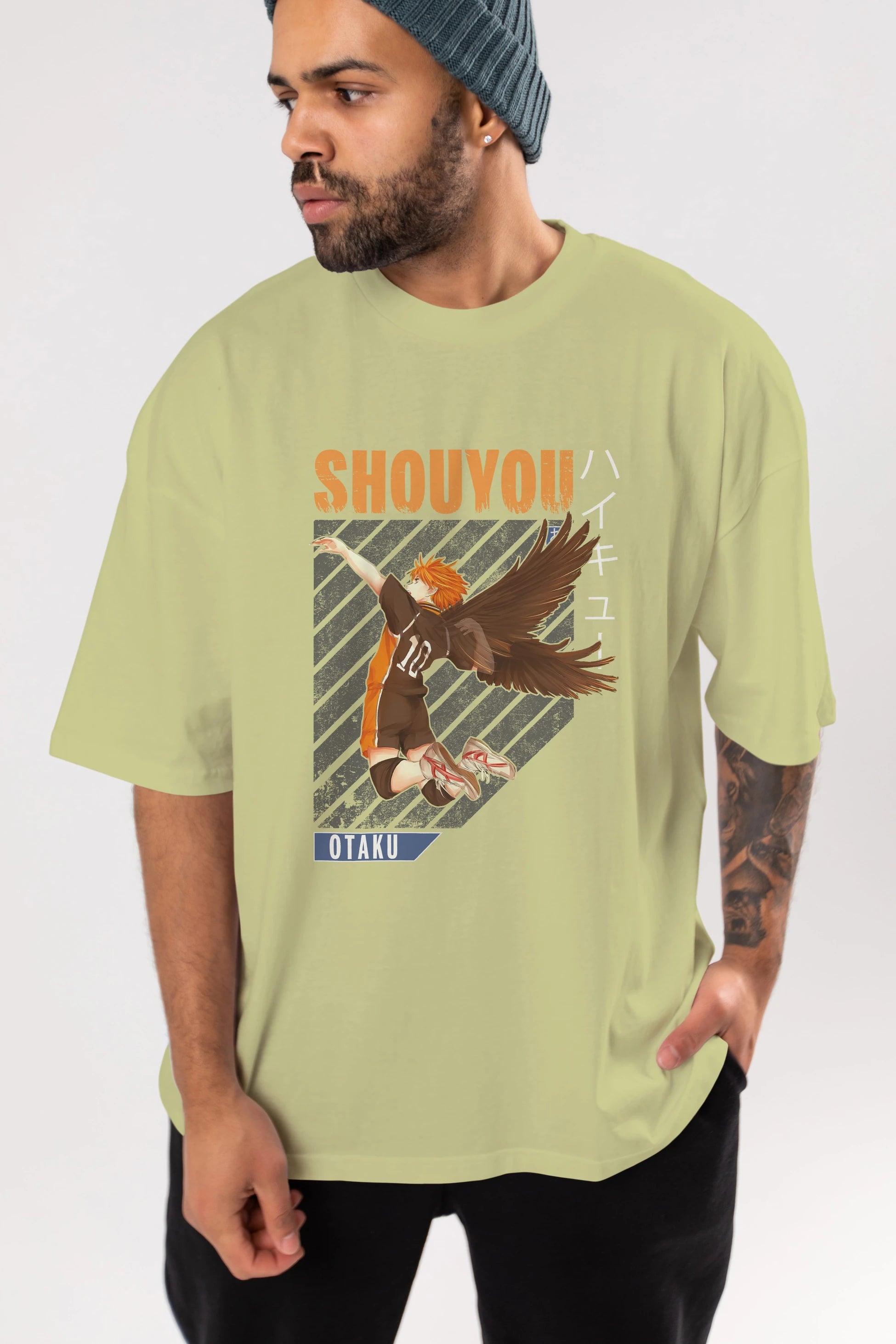 Shouyou Hinata 10 Anime Ön Baskılı Oversize t-shirt %100 pamuk Erkek Kadın Unisex