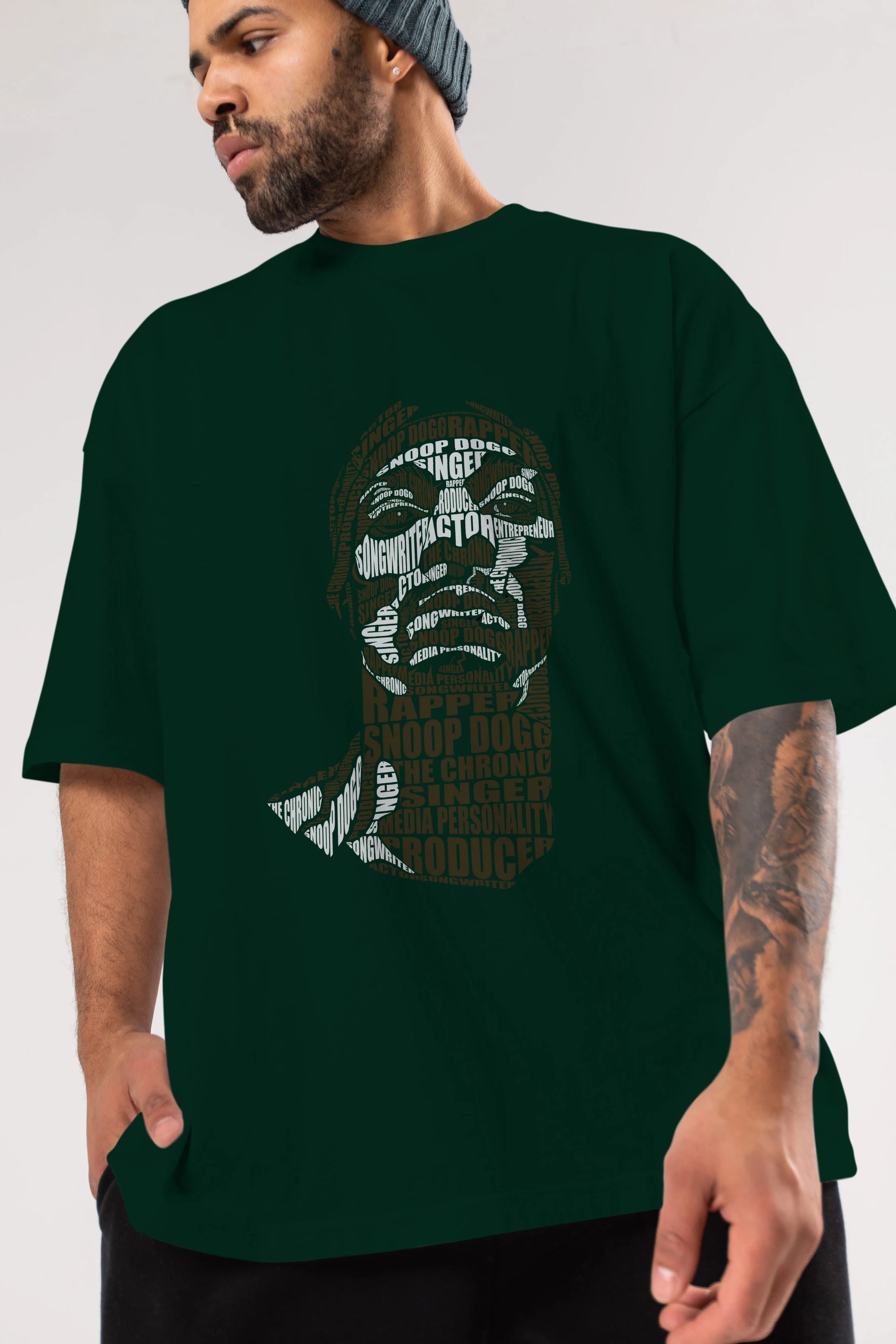 Snoop Dogg Calligram Ön Baskılı Oversize t-shirt %100 pamuk Erkek Kadın Unisex