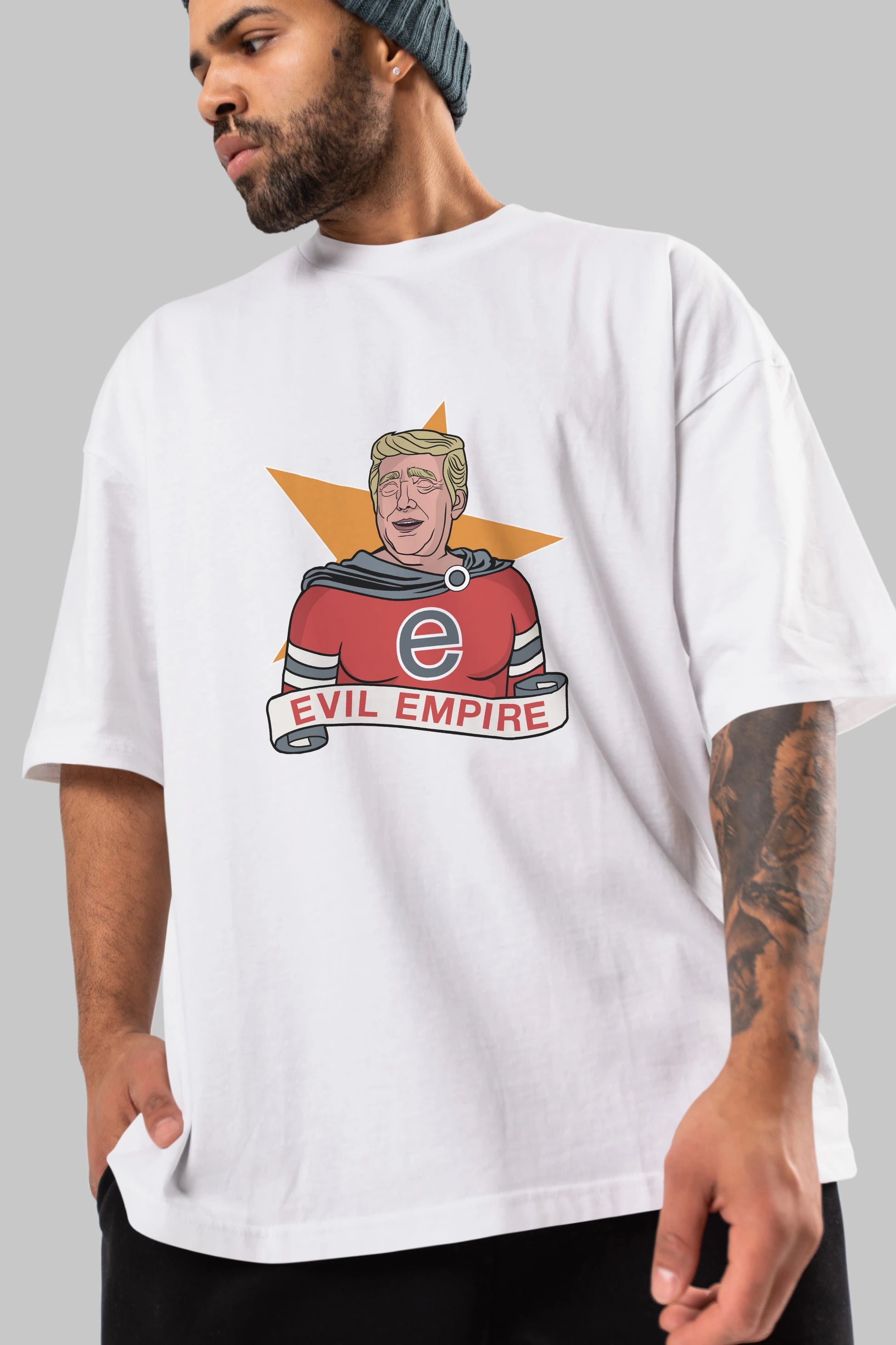 Evil Empire Trump Ön Baskılı Oversize t-shirt Erkek Kadın Unisex %100 Pamuk tişort