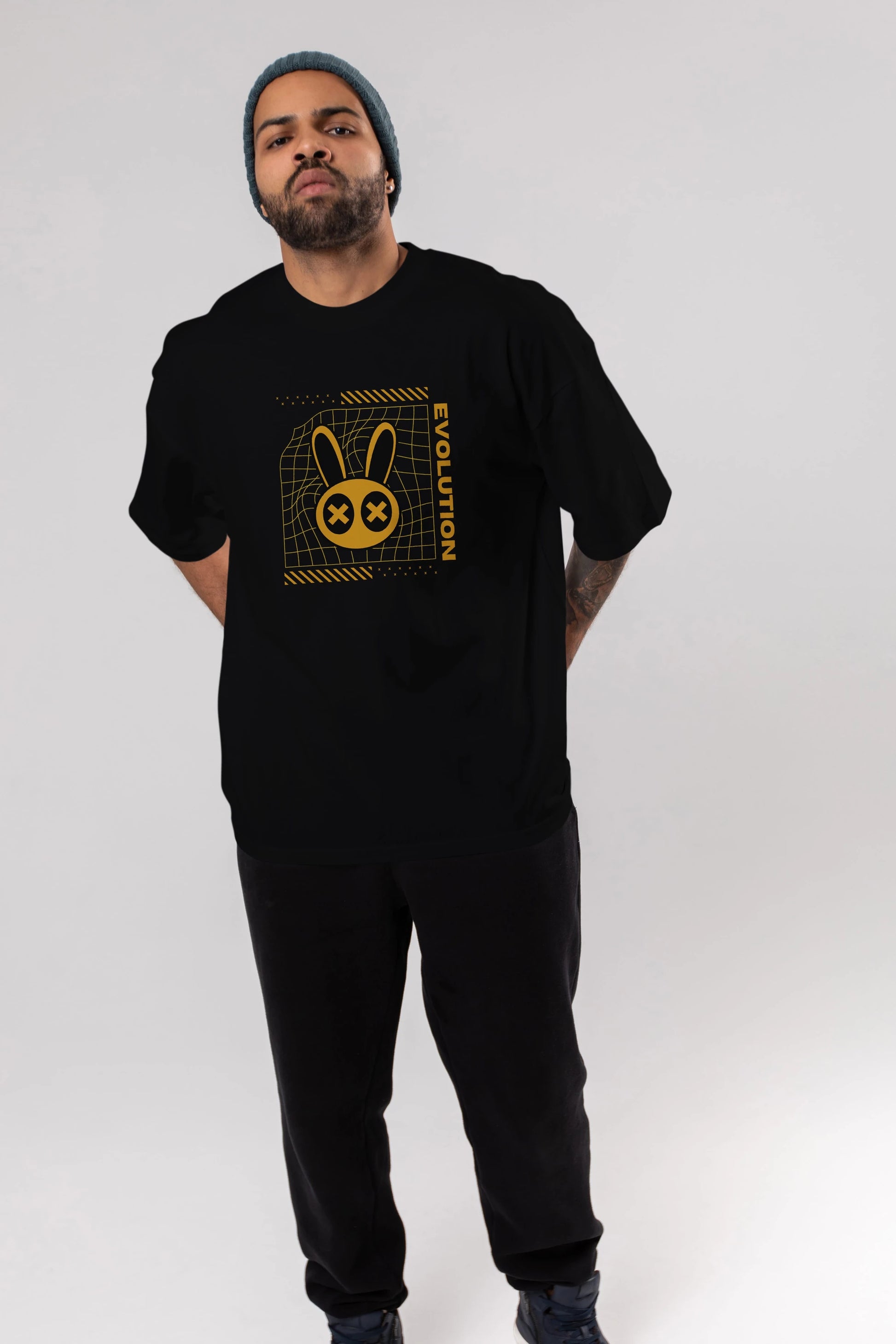 Evolution Yazılı Ön Baskılı Oversize t-shirt Erkek Kadın Unisex