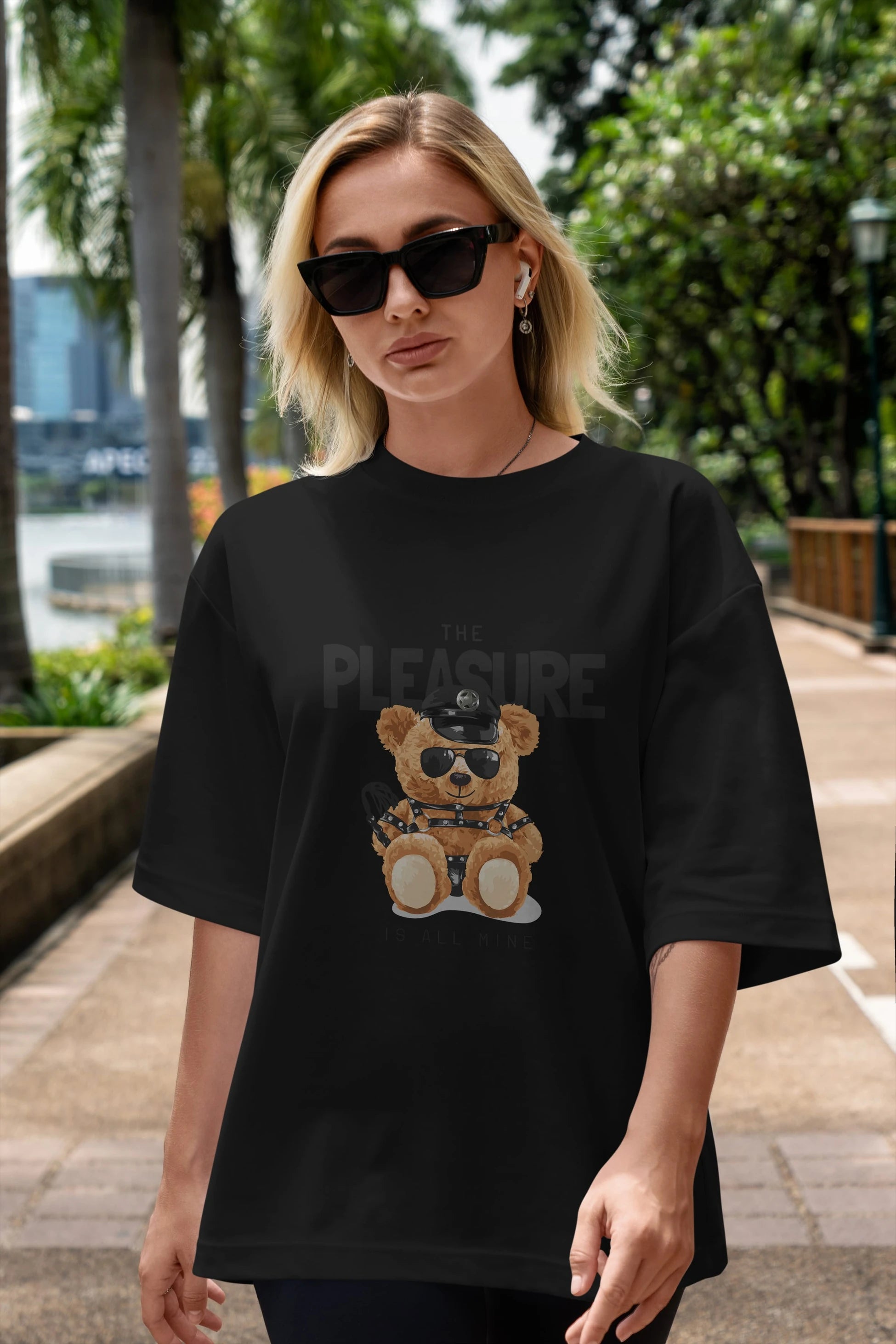 Teddy Bear The Pleasure Ön Baskılı Oversize t-shirt Erkek Kadın Unisex %100 Pamuk