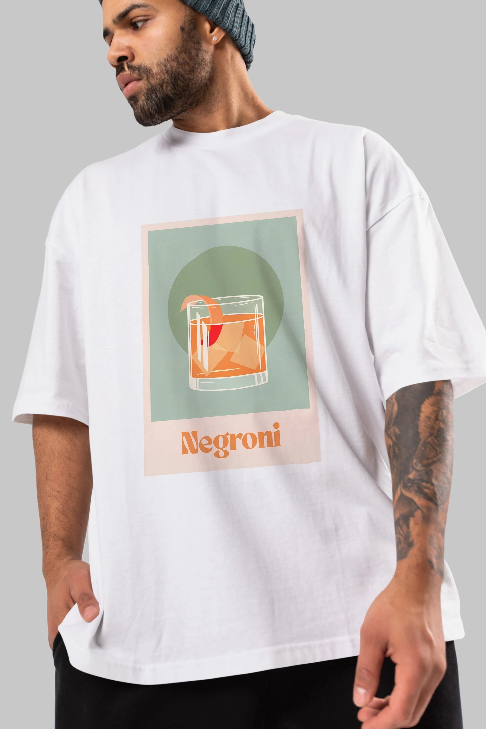 Negroni 5 Ön Baskılı Oversize t-shirt Erkek Kadın Unisex %100 Pamuk Bisiklet Yaka tişort