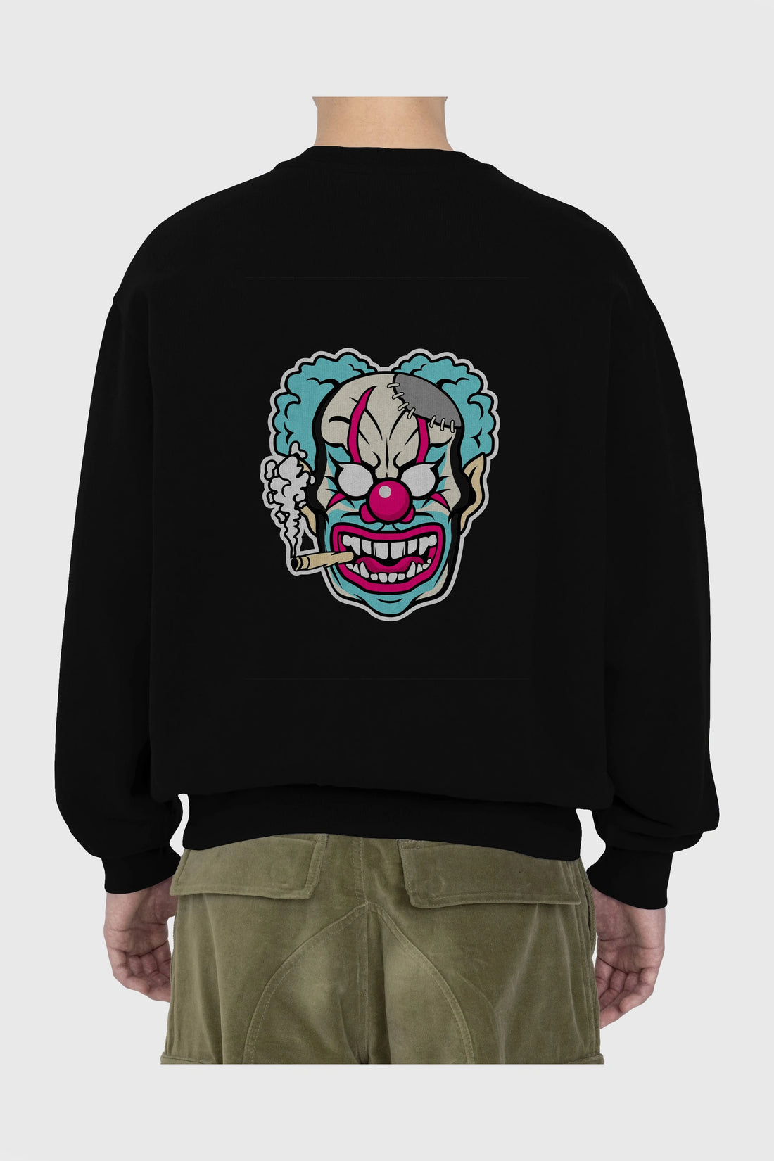 Clown Beast Arka Baskılı Oversize Sweatshirt Erkek Kadın Unisex