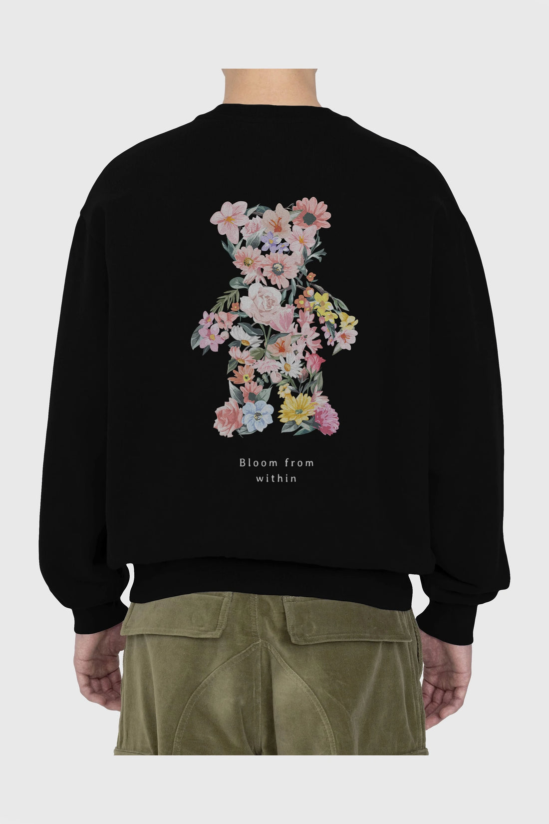 Bloom from Bear Arka Baskılı Oversize Sweatshirt Erkek Kadın Unisex