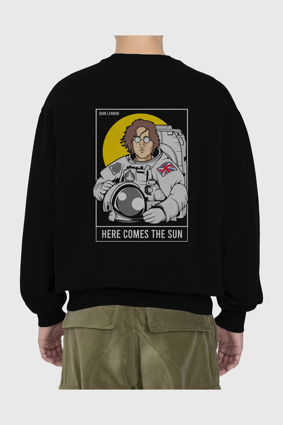 John Lennon Astronot Arka Baskılı Oversize Sweatshirt Erkek Kadın Unisex