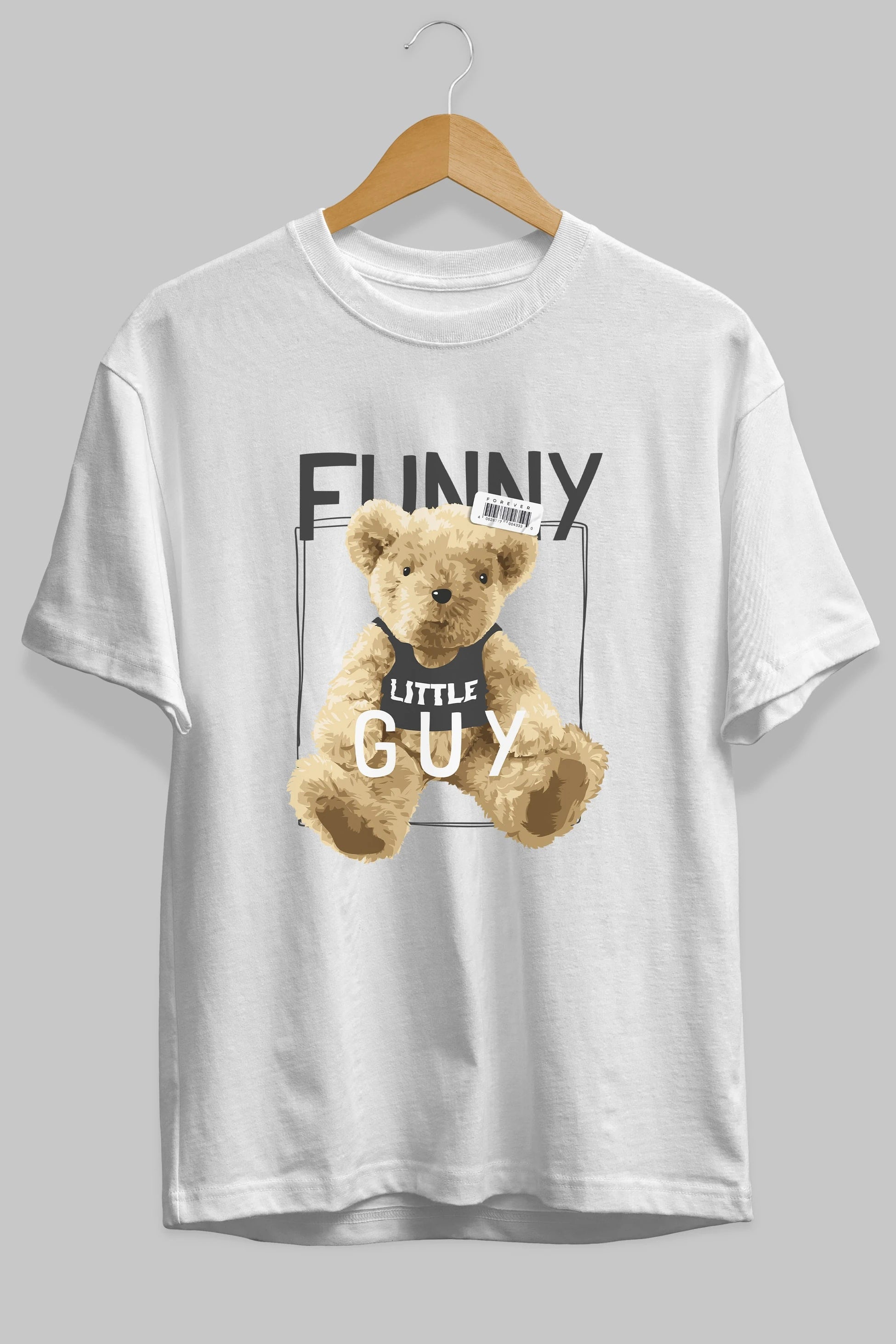 Teddy Bear Funny Ön Baskılı Oversize t-shirt Erkek Kadın Unisex %100 Pamuk