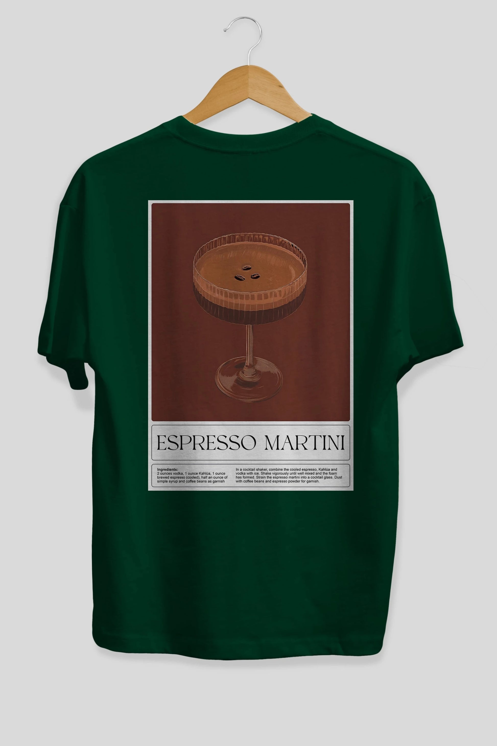 Espresso Martini Arka Baskılı Oversize t-shirt Erkek Kadın Unisex %100 Pamuk Bisiklet Yaka tişort