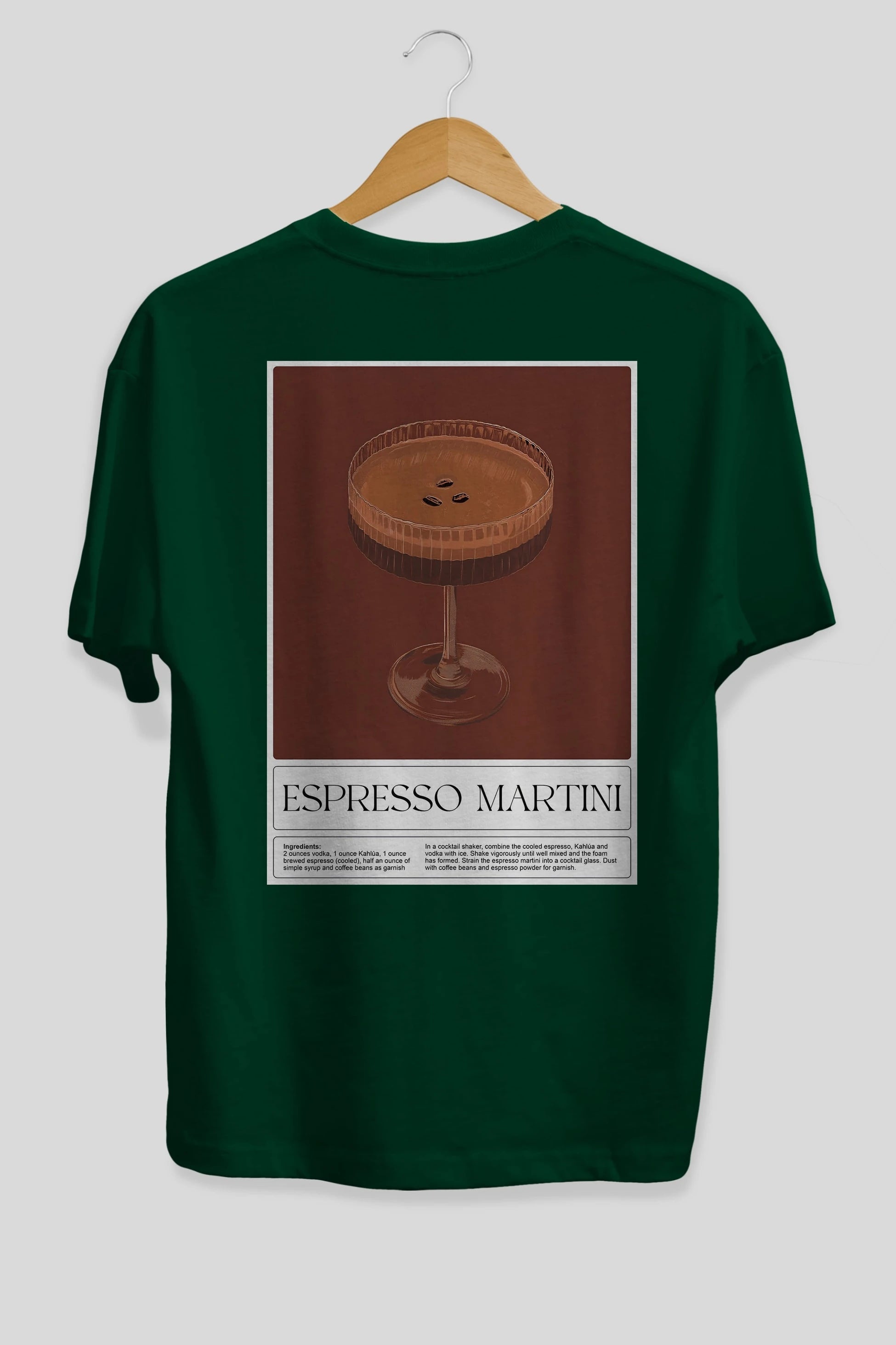 Espresso Martini Arka Baskılı Oversize t-shirt Erkek Kadın Unisex %100 Pamuk Bisiklet Yaka tişort
