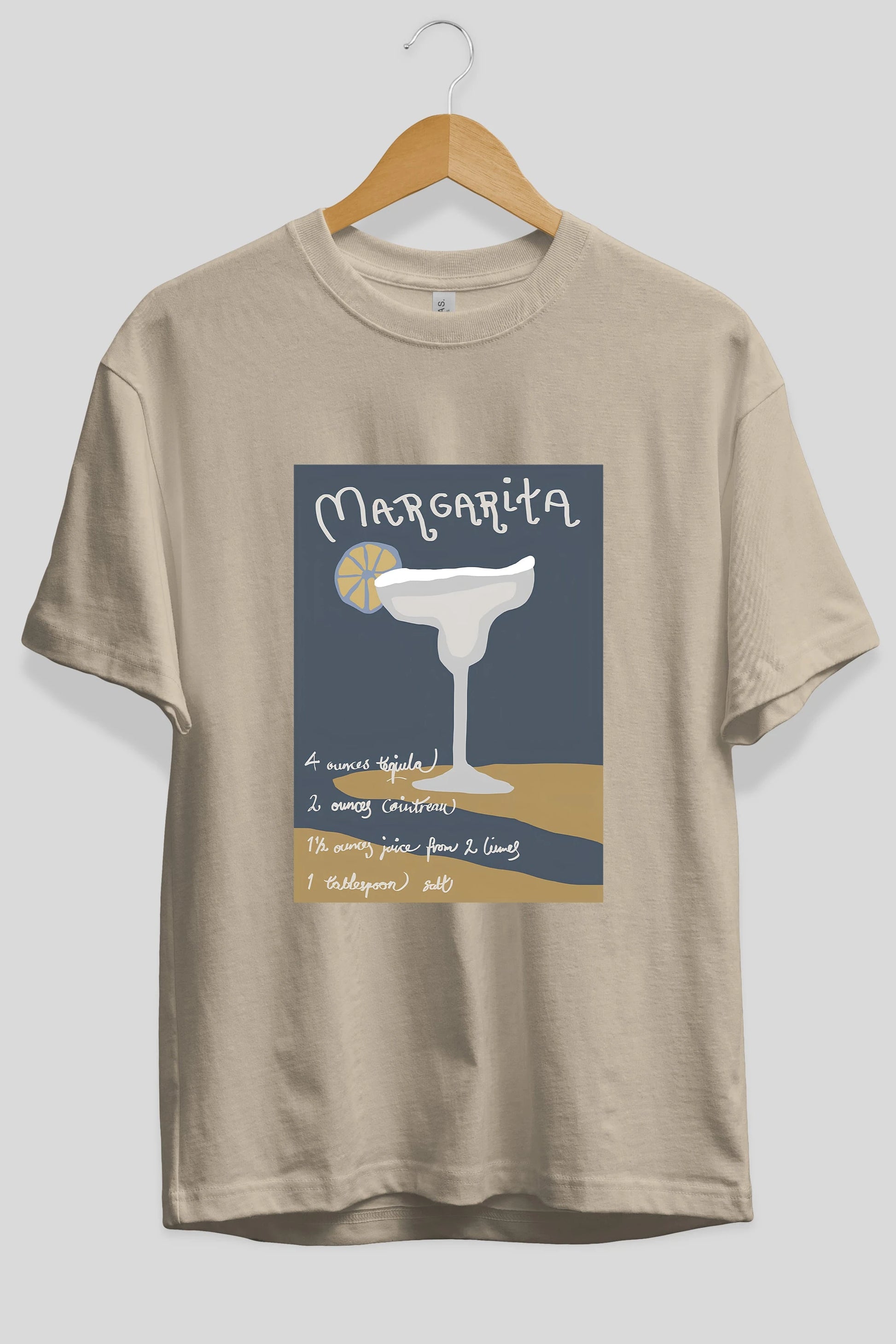 Margarita 2 Ön Baskılı Oversize t-shirt Erkek Kadın Unisex %100 Pamuk Bisiklet Yaka tişort