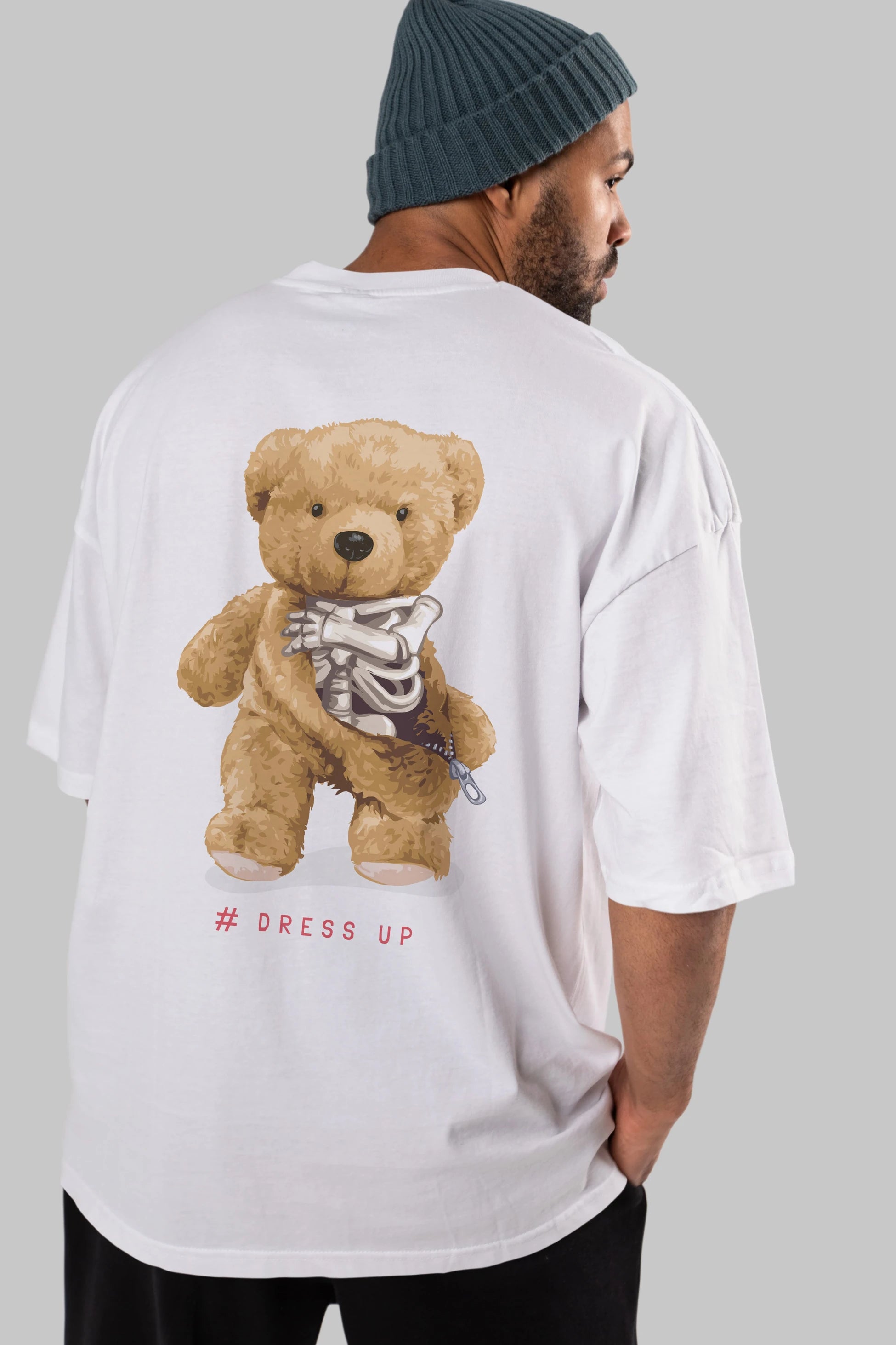 Teddy Bear Dress Up Arka Baskılı Oversize t-shirt Erkek Kadın Unisex %100 Pamuk