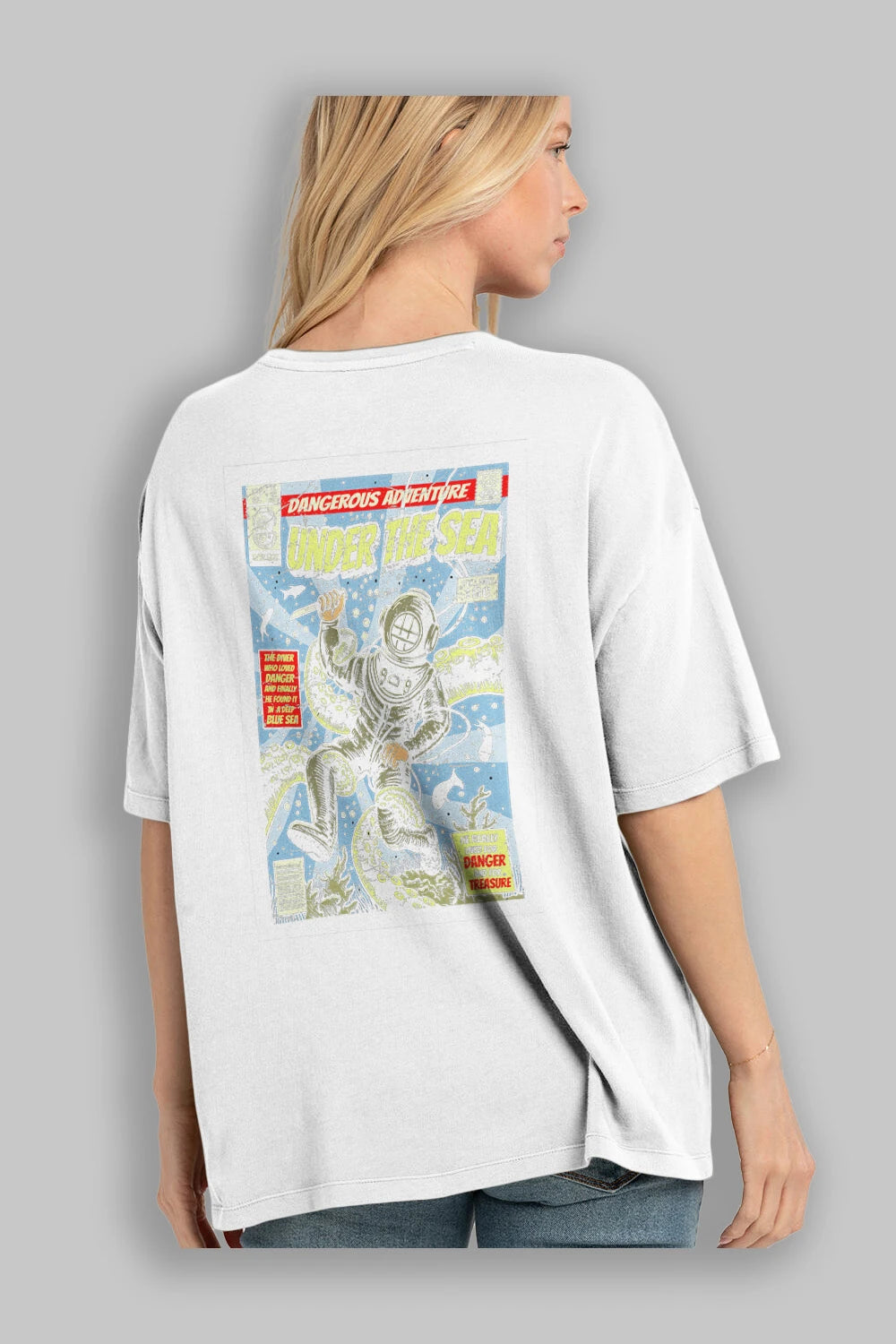 Under The Sea Arka Baskılı Oversize t-shirt Erkek Kadın Unisex %100 Pamuk