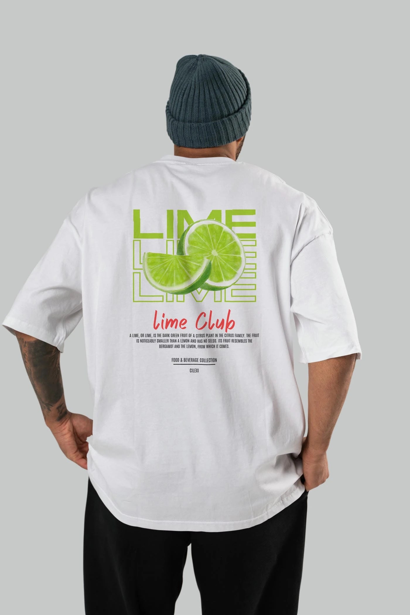 Lime Kokteyl Serisi Baskılı Oversize t-shirt Erkek Kadın Unisex %100 Pamuk Bisiklet Yaka tişort