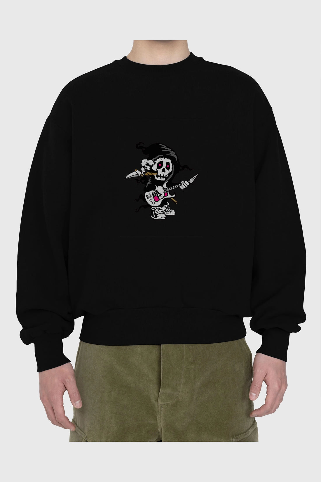 Grim Rockstar Ön Baskılı Oversize Sweatshirt Erkek Kadın Unisex