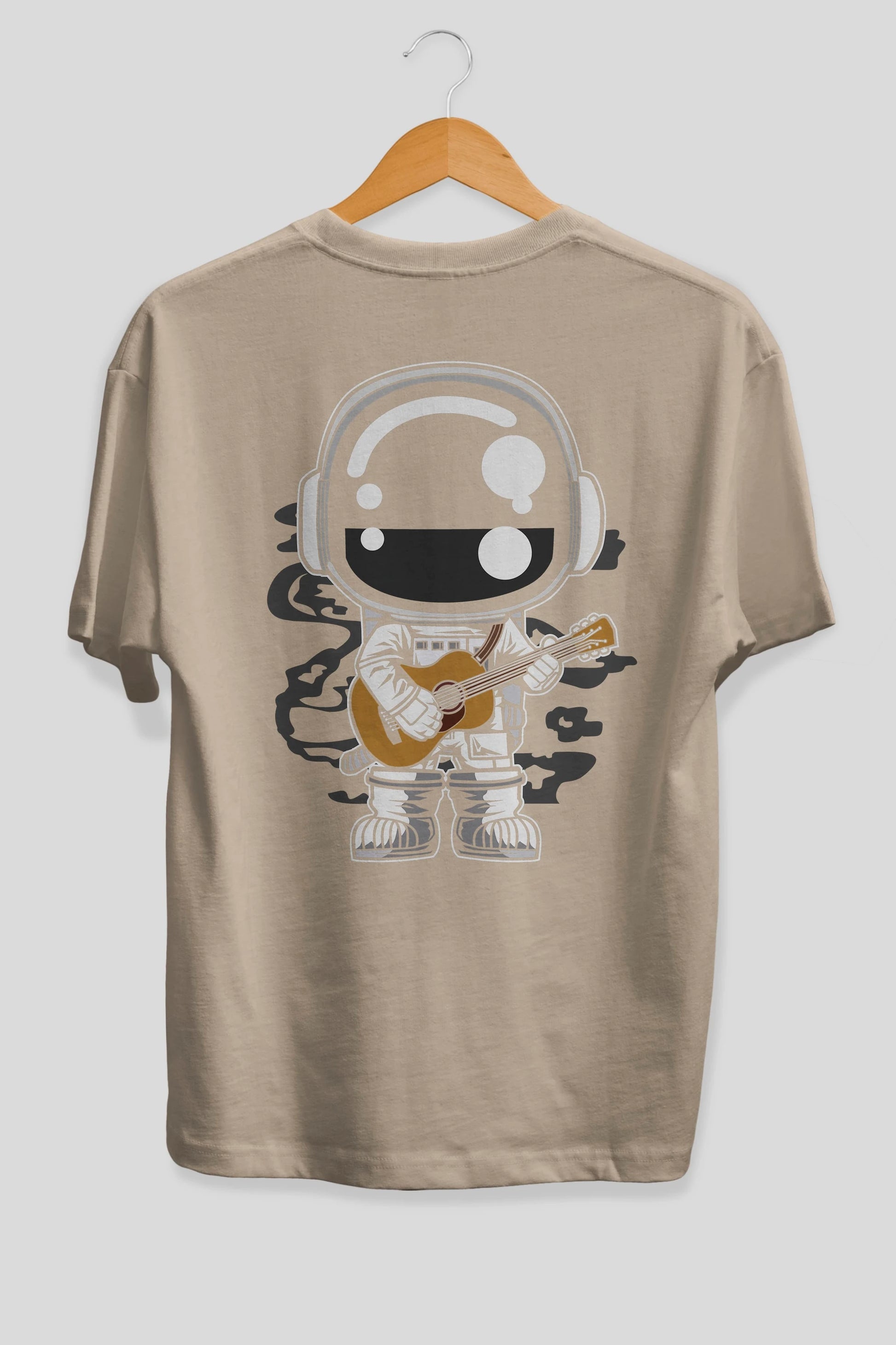Astronaut Acoustic Guitar Arka Baskılı Oversize t-shirt Erkek Kadın Unisex