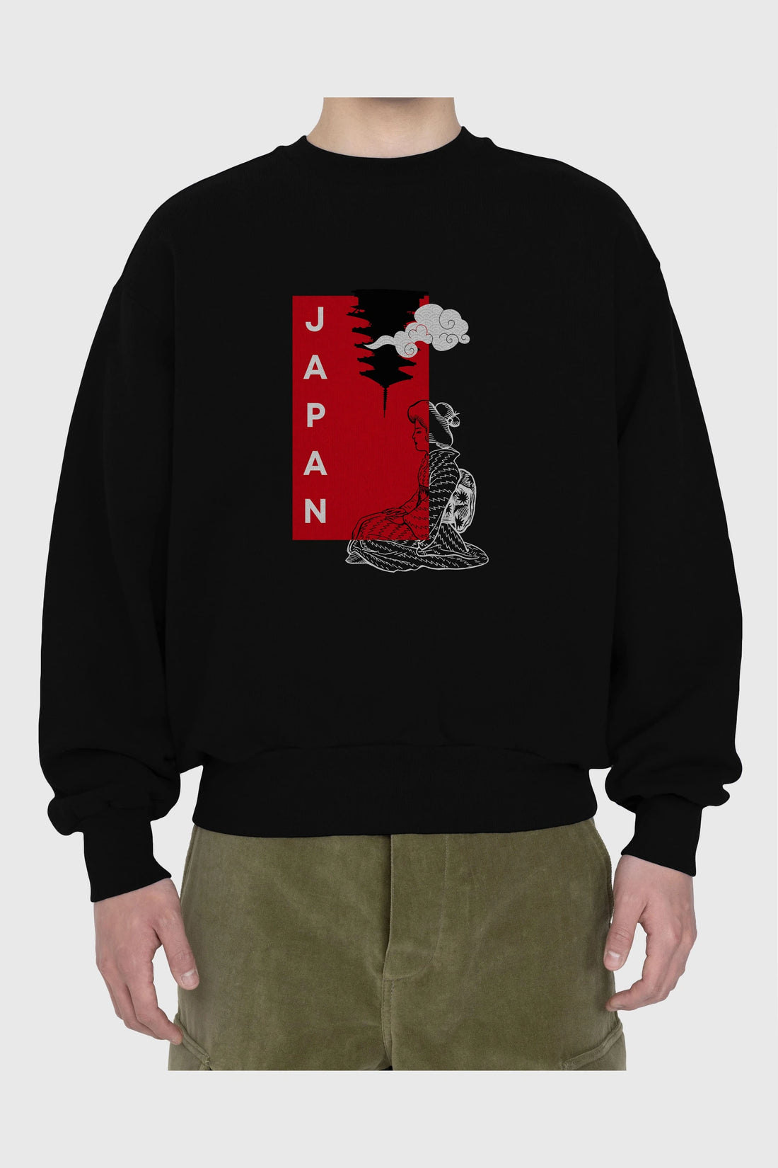 Japan Yazılı Streetwear Ön Baskılı Oversize Sweatshirt Erkek Kadın Unisex