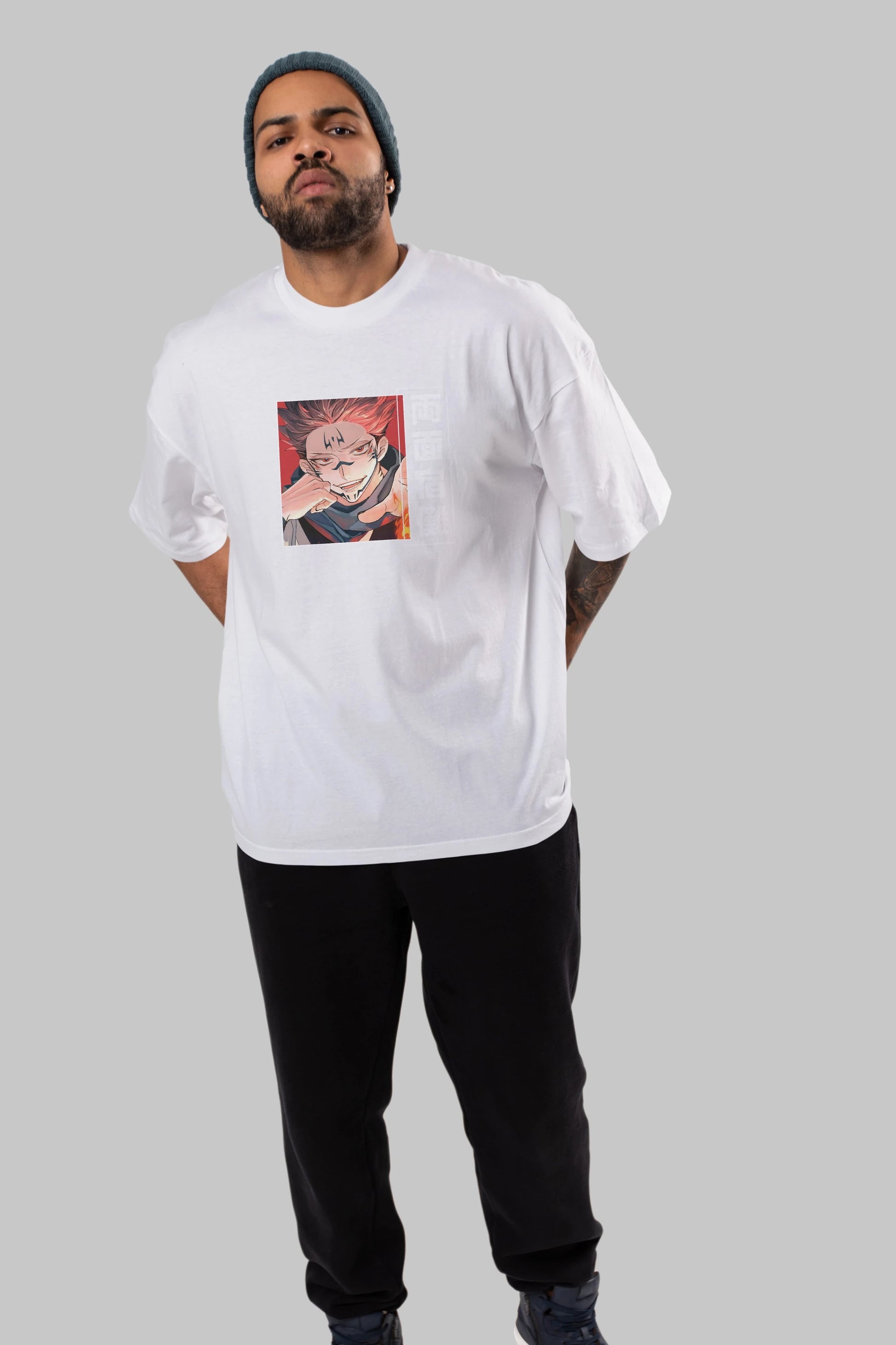 Sukuna Ryoumen 4 Anime Ön Baskılı Oversize t-shirt %100 pamuk Erkek Kadın Unisex