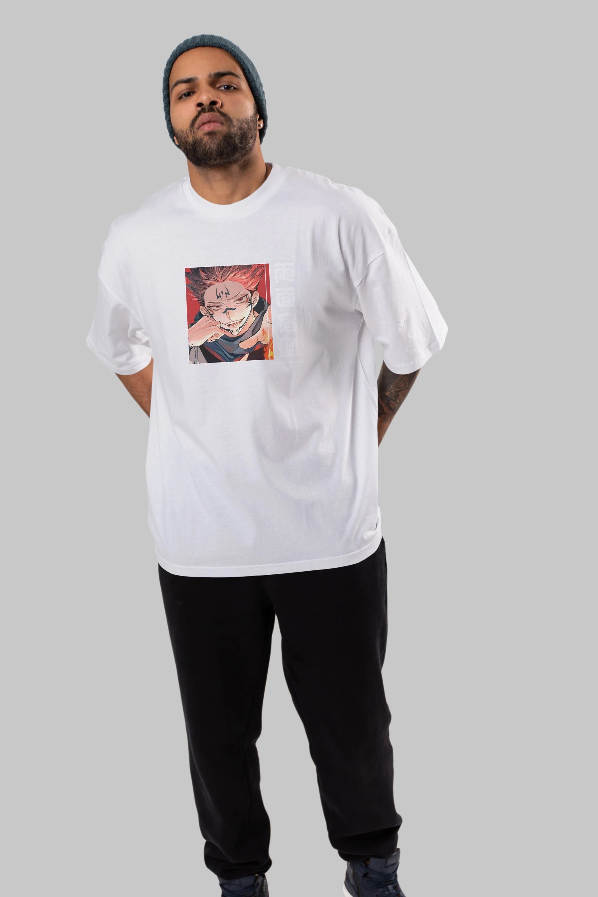Sukuna Ryoumen 4 Anime Ön Baskılı Oversize t-shirt %100 pamuk Erkek Kadın Unisex
