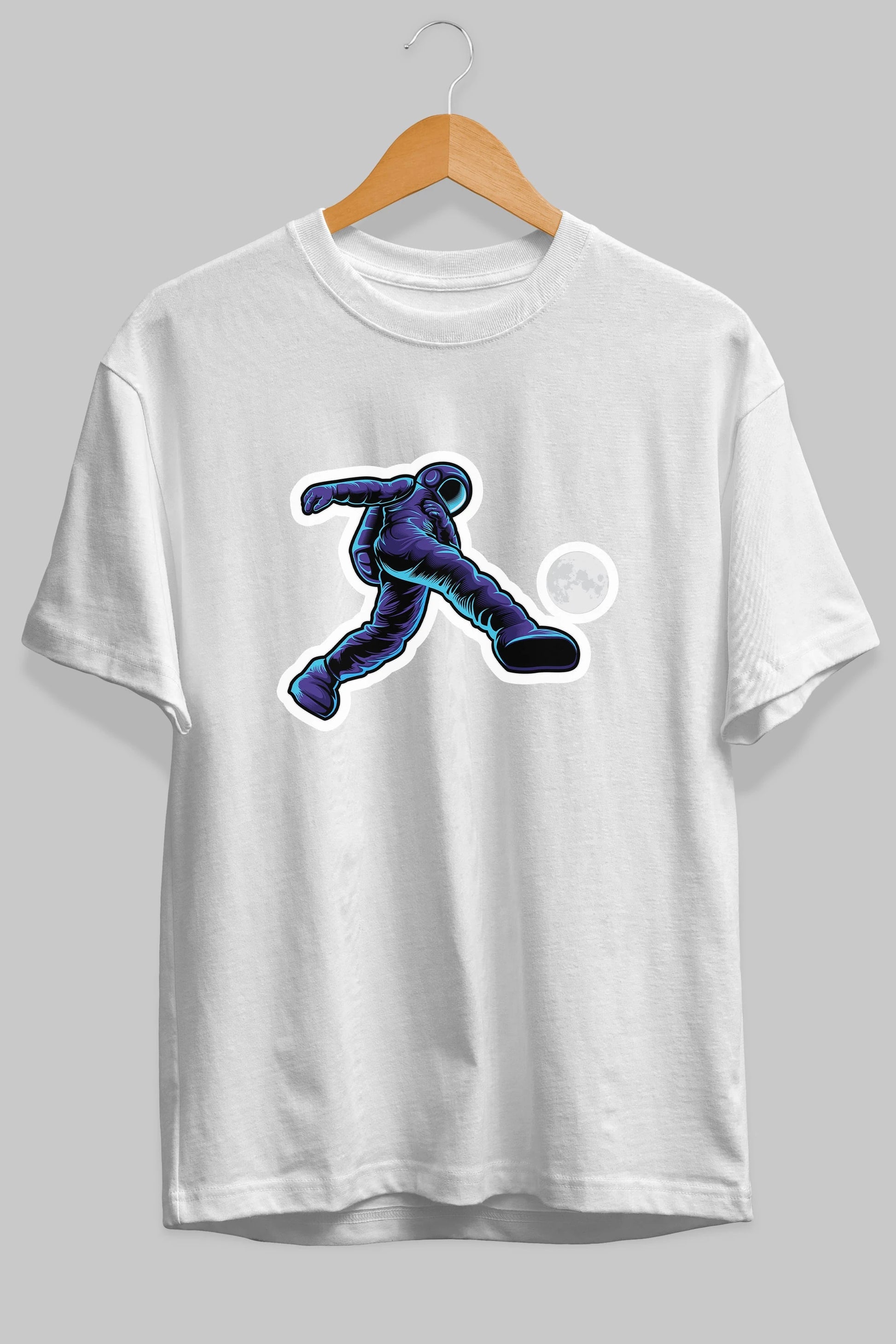 Astroball in Space Sticker Ön Baskılı Oversize t-shirt Erkek Kadın Unisex