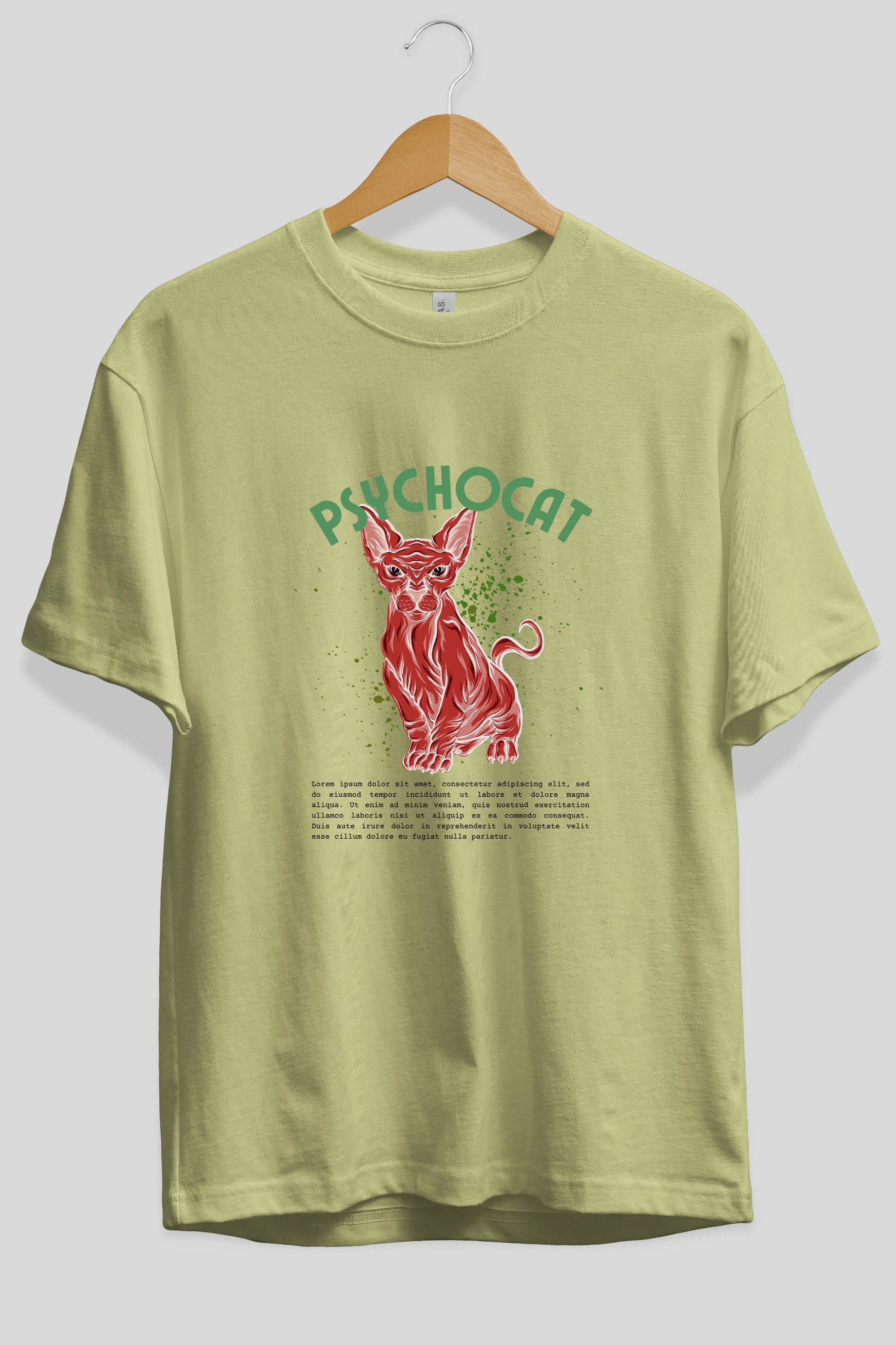 Psychocat Ön Baskılı Oversize t-shirt Erkek Kadın Unisex