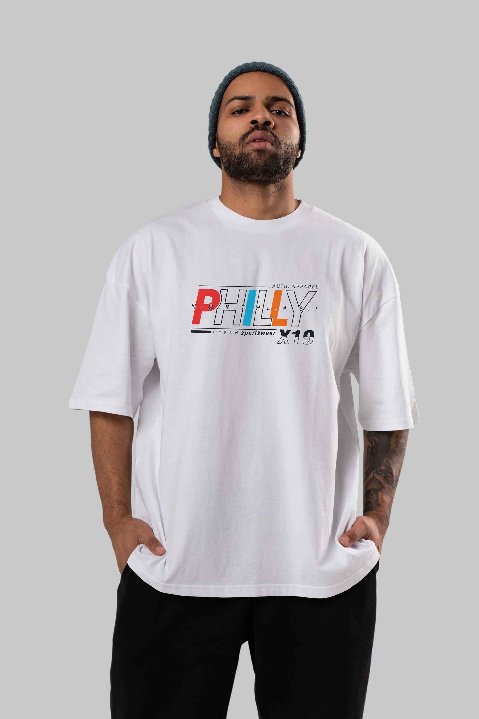 Philly Ön Baskılı Oversize t-shirt Erkek Kadın Unisex
