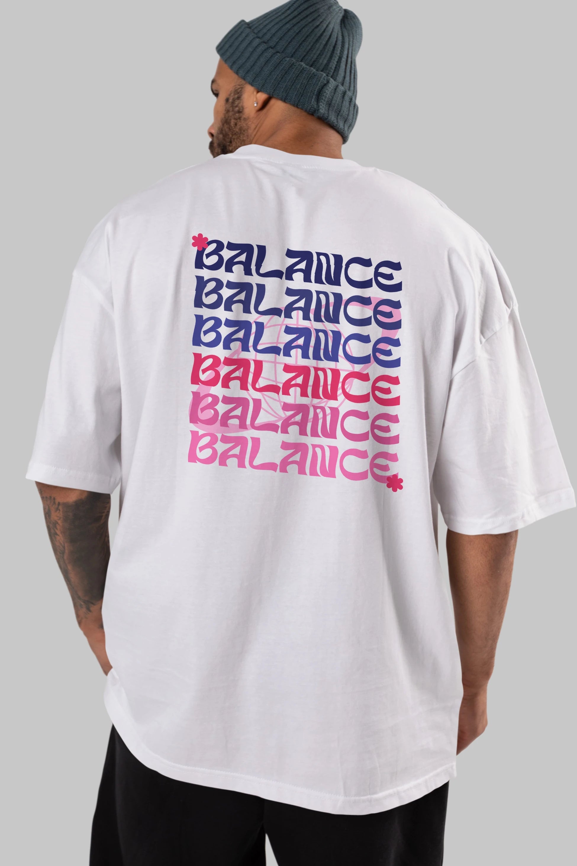 Balance Yazılı Arka Baskılı Oversize t-shirt Erkek Kadın Unisex
