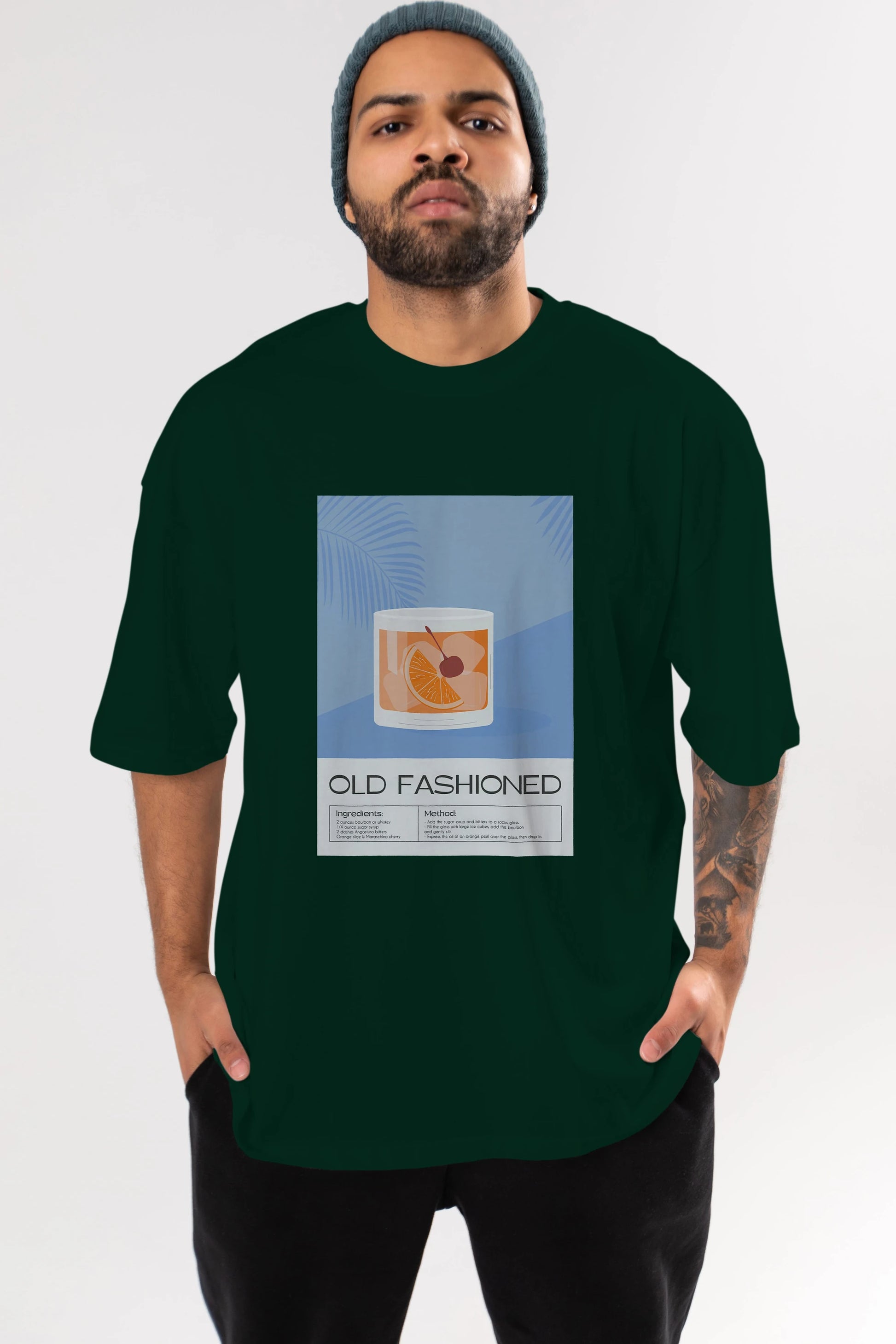 Old Fashioned 3 Ön Baskılı Oversize t-shirt Erkek Kadın Unisex %100 Pamuk Bisiklet Yaka tişort