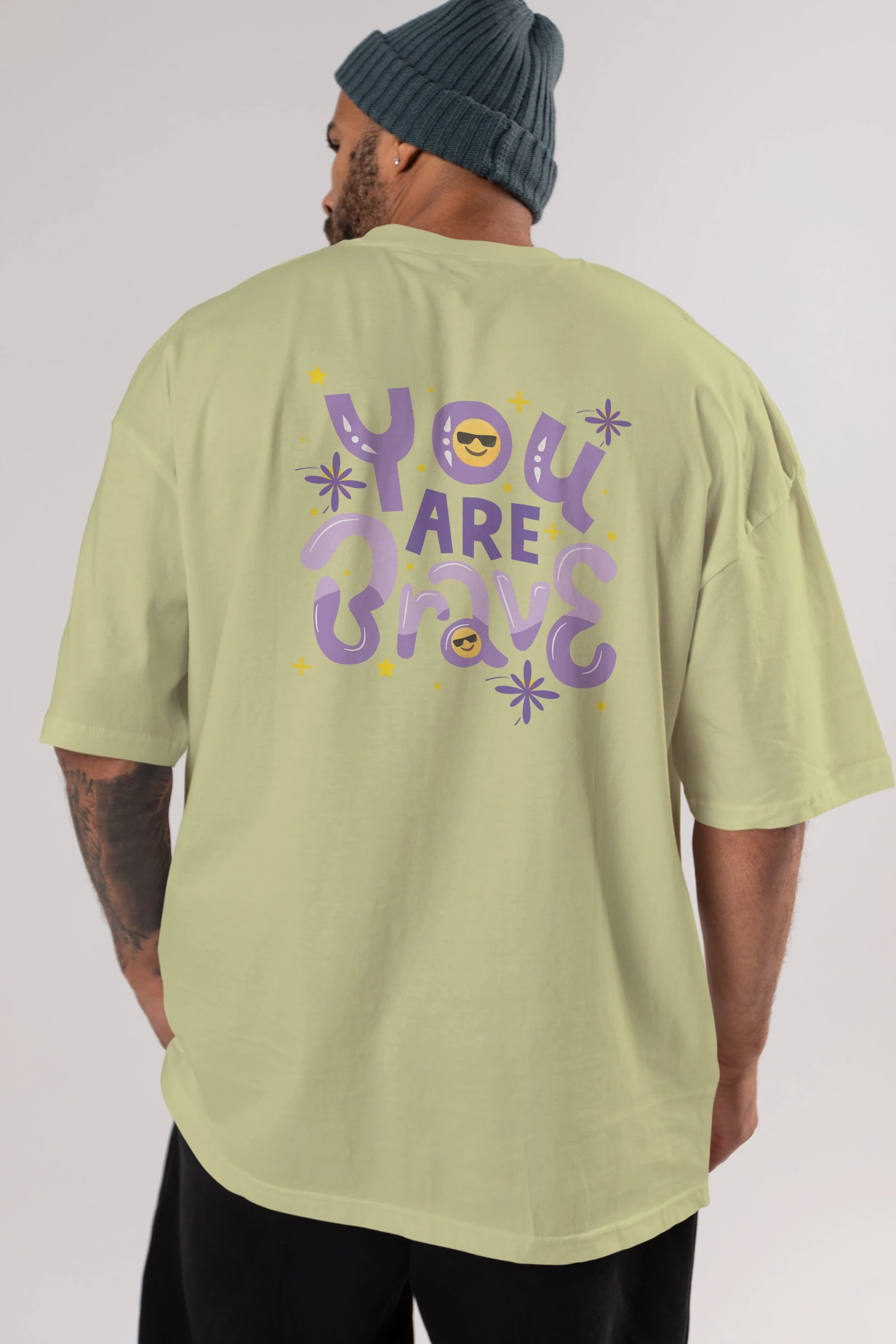 You Are Brave Yazılı Arka Baskılı Oversize t-shirt Erkek Kadın Unisex
