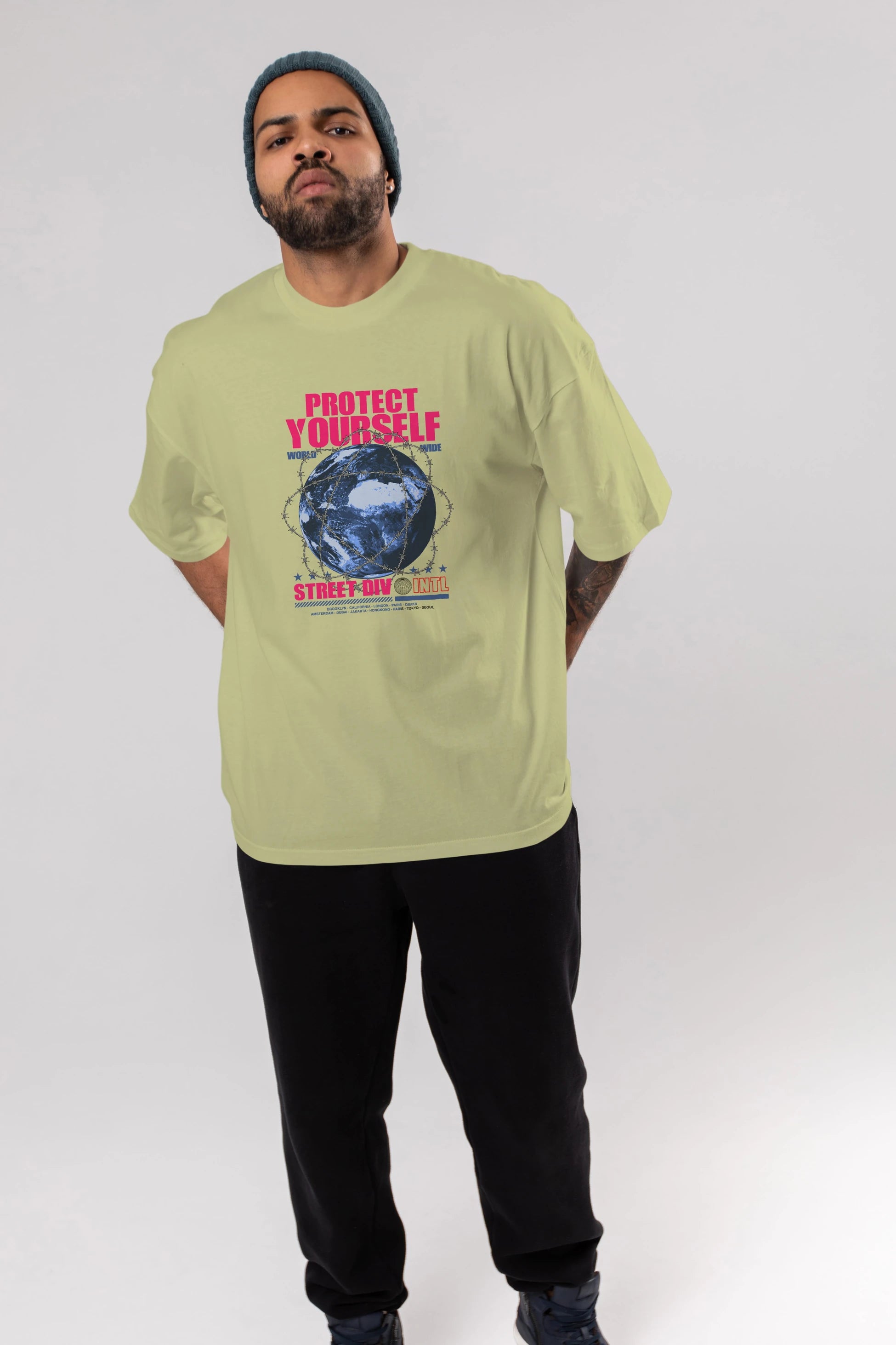 Protect Yourself Ön Baskılı Oversize t-shirt Erkek Kadın Unisex