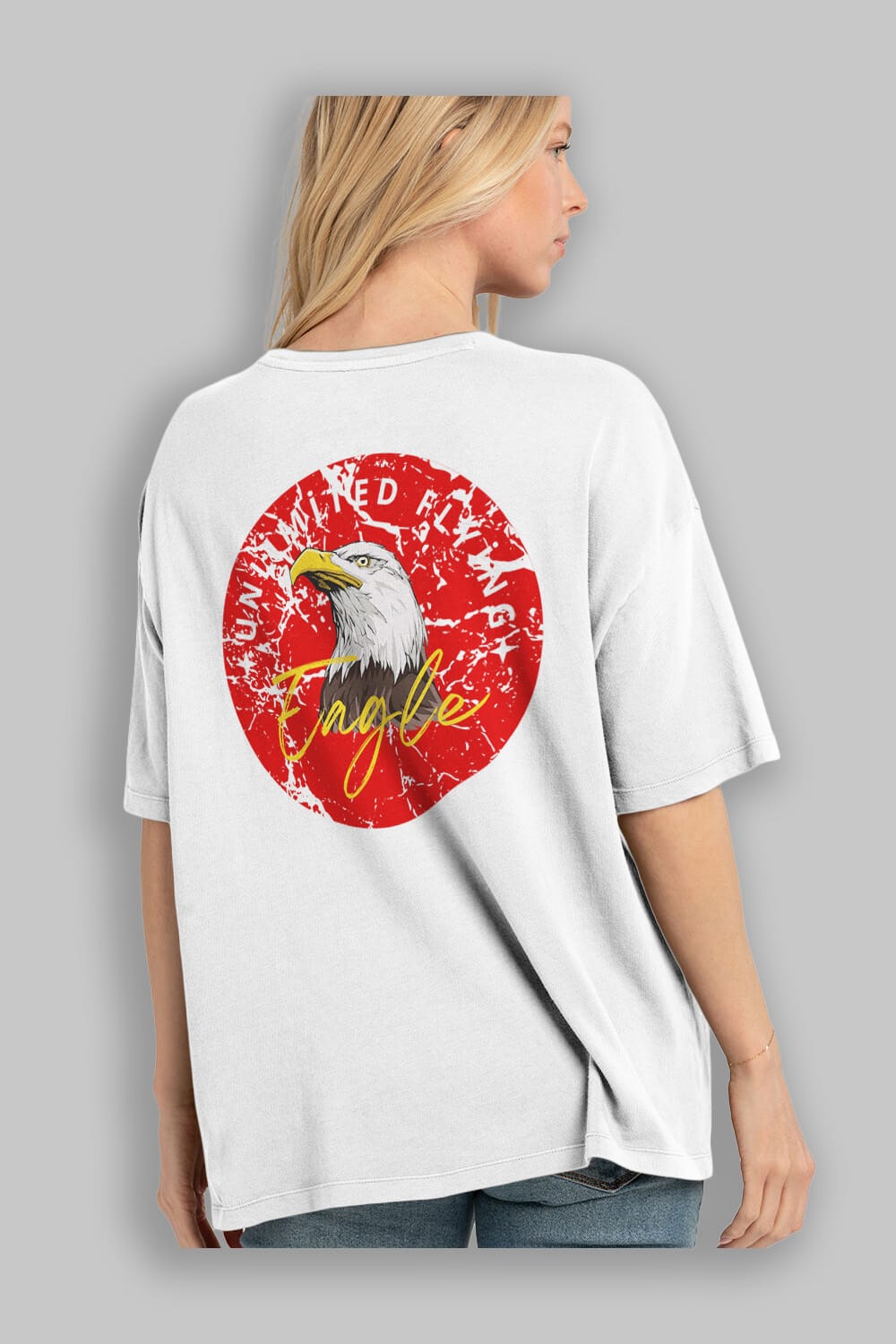 Unlimited Flying Yazılı Arka Baskılı Oversize t-shirt Erkek Kadın Unisex