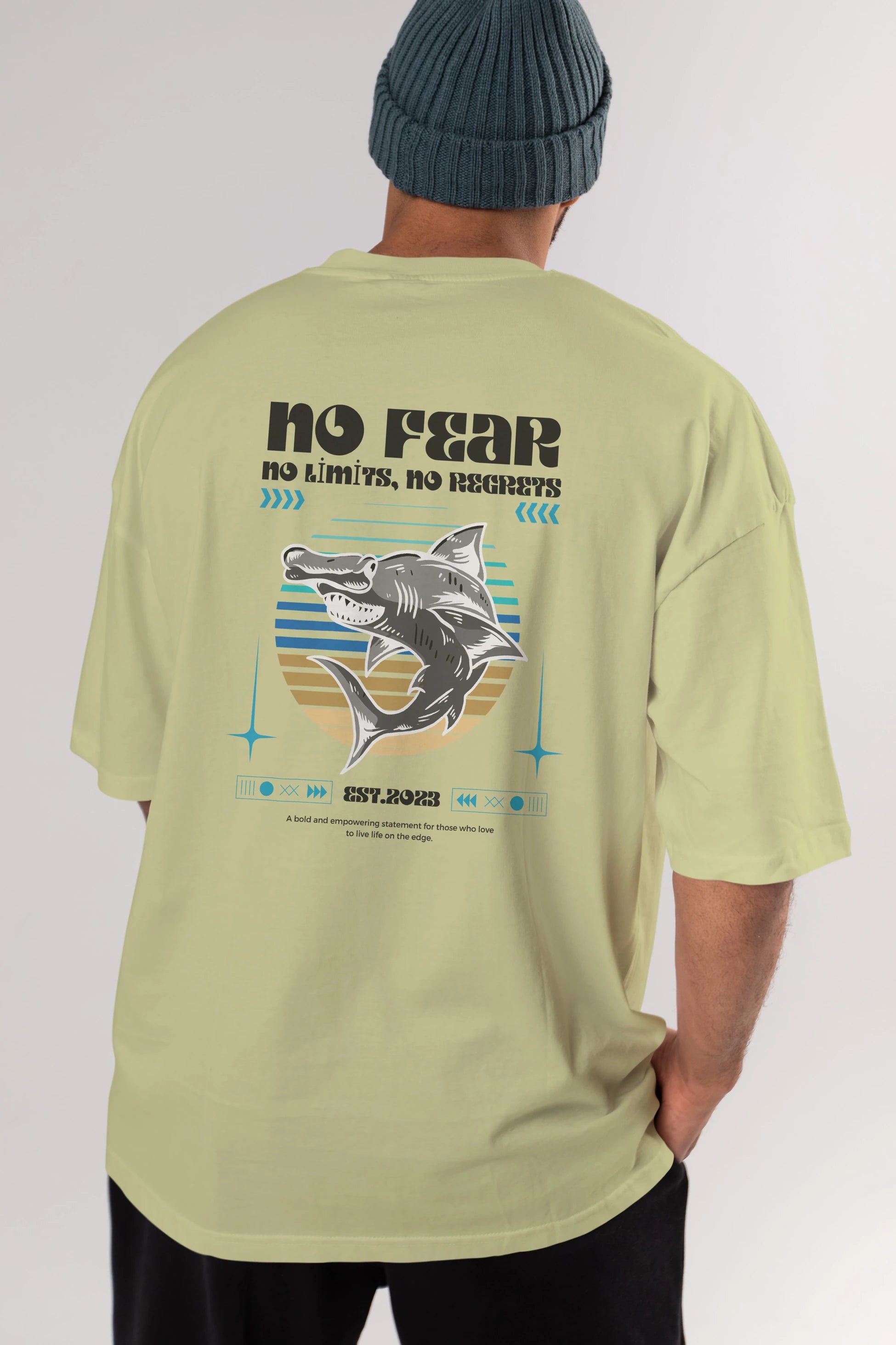 No Fear Yazılı Arka Baskılı Oversize t-shirt Erkek Kadın Unisex