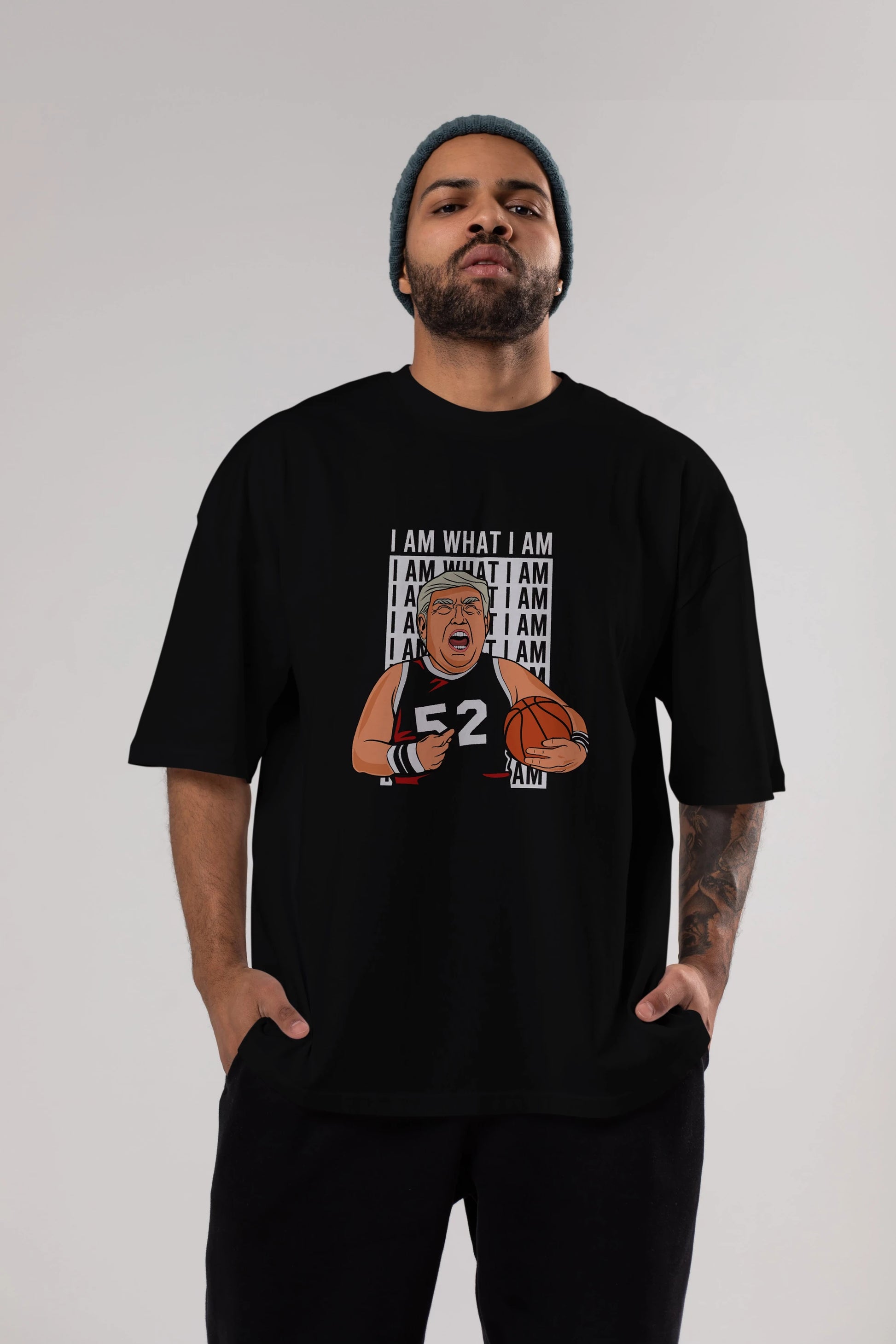Trump Basketball Ön Baskılı Oversize t-shirt Erkek Kadın Unisex %100 Pamuk tişort
