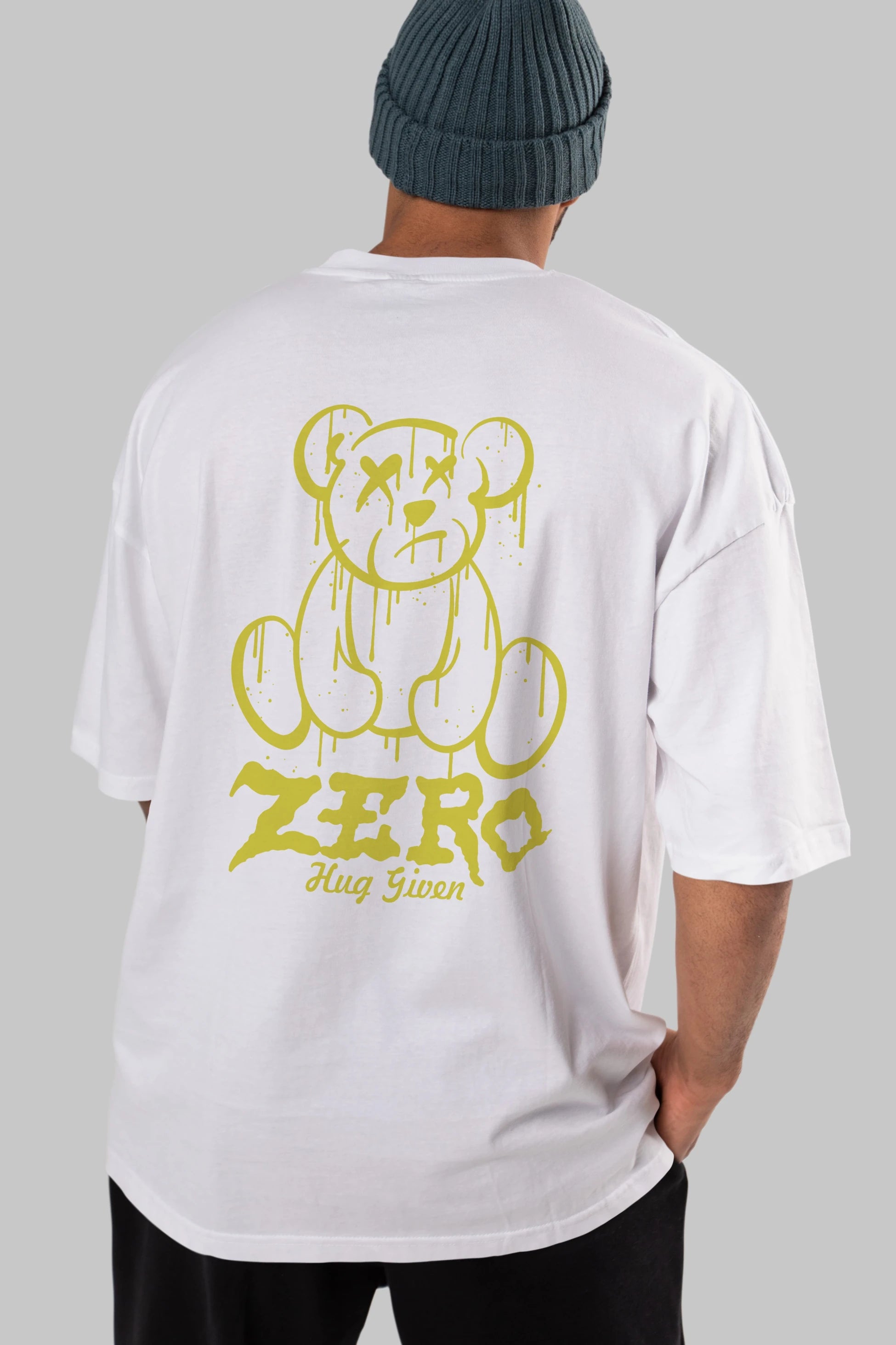 Zero Hug Given Bear Arka Baskılı Oversize t-shirt Erkek Kadın Unisex