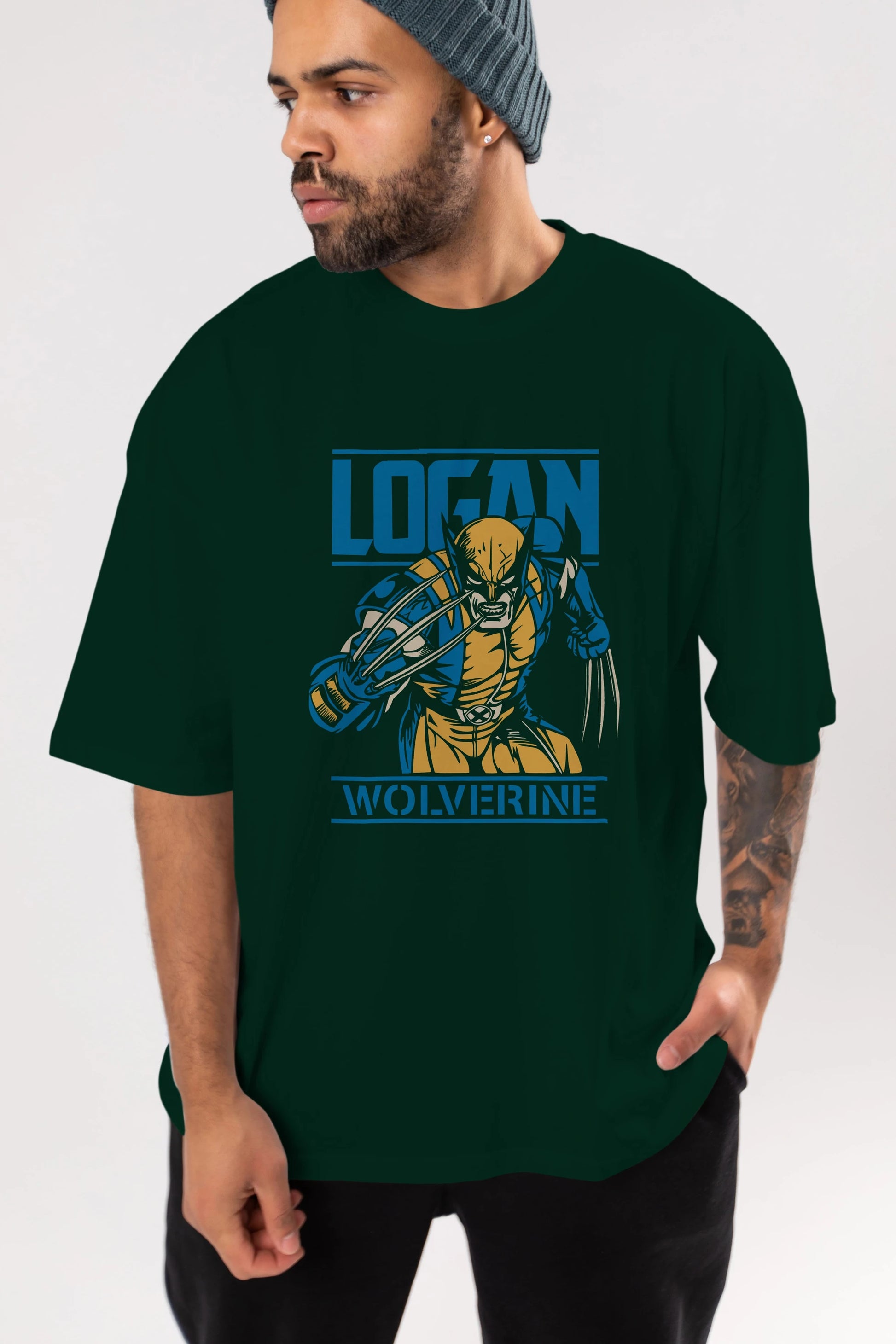 Wolverine Logan Ön Baskılı Oversize t-shirt Erkek Kadın Unisex %100 Pamuk Bisiklet Yaka tişort