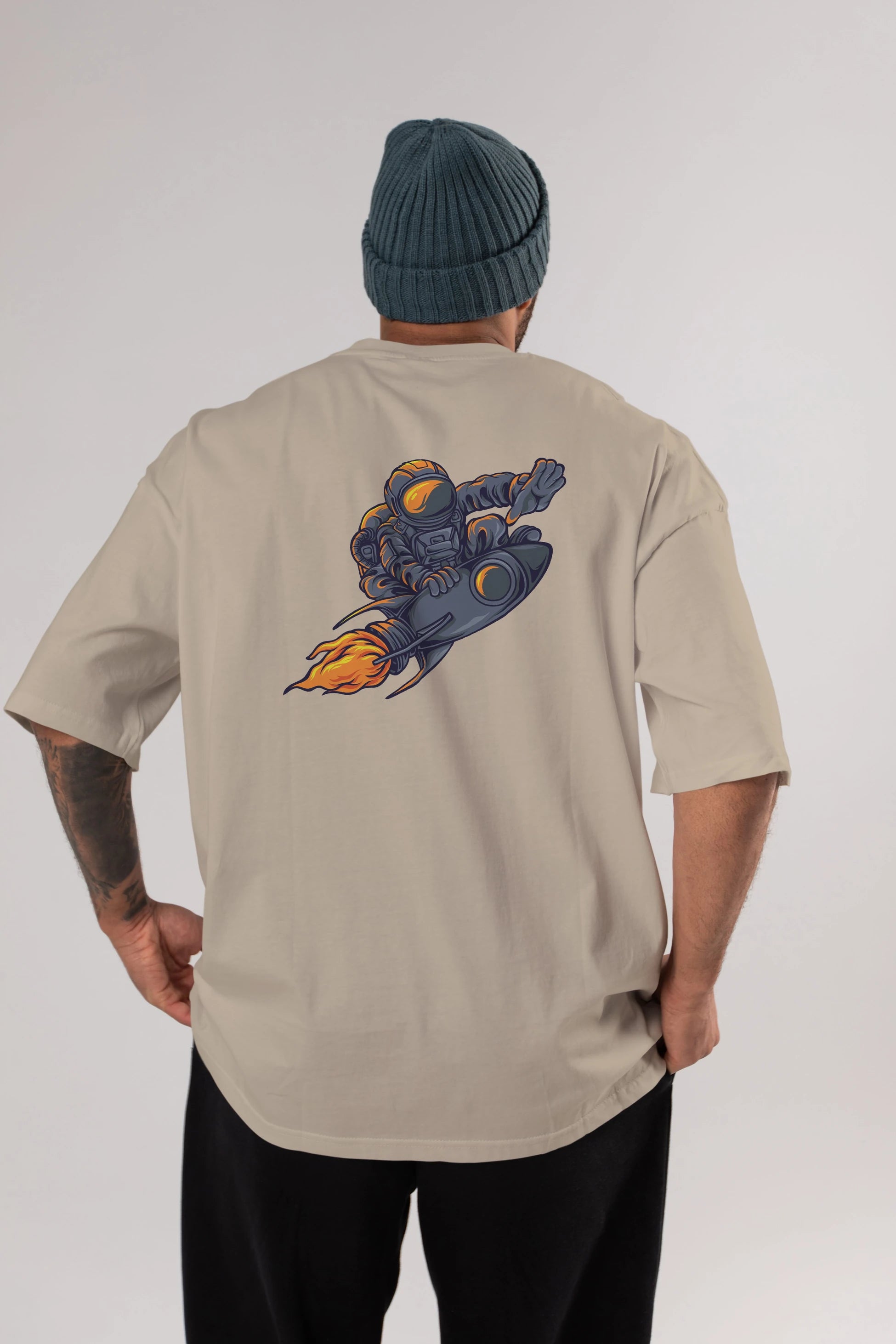 Astrocket Illustration Tshirt Arka Baskılı Oversize t-shirt Erkek Kadın Unisex