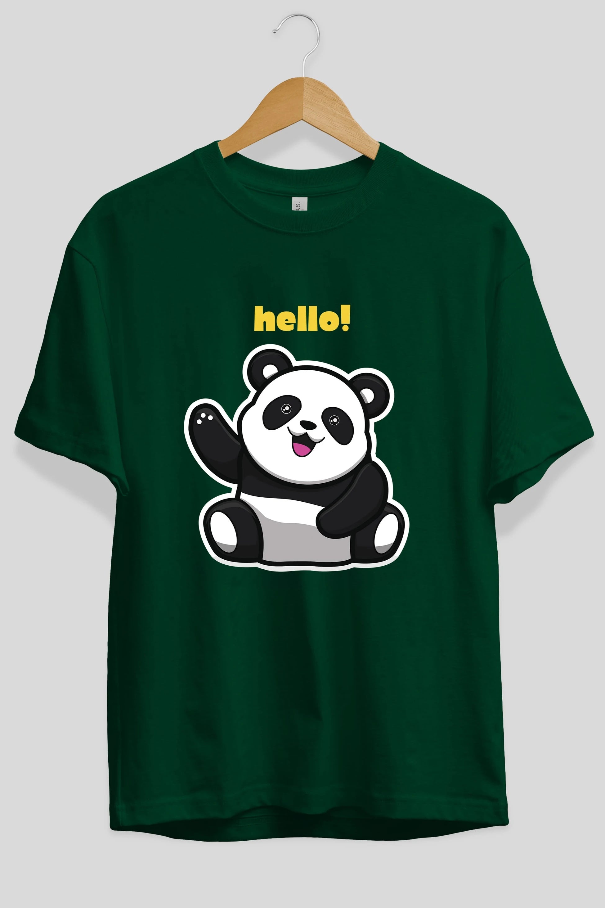 Hello Panda Ön Baskılı Oversize t-shirt Erkek Kadın Unisex