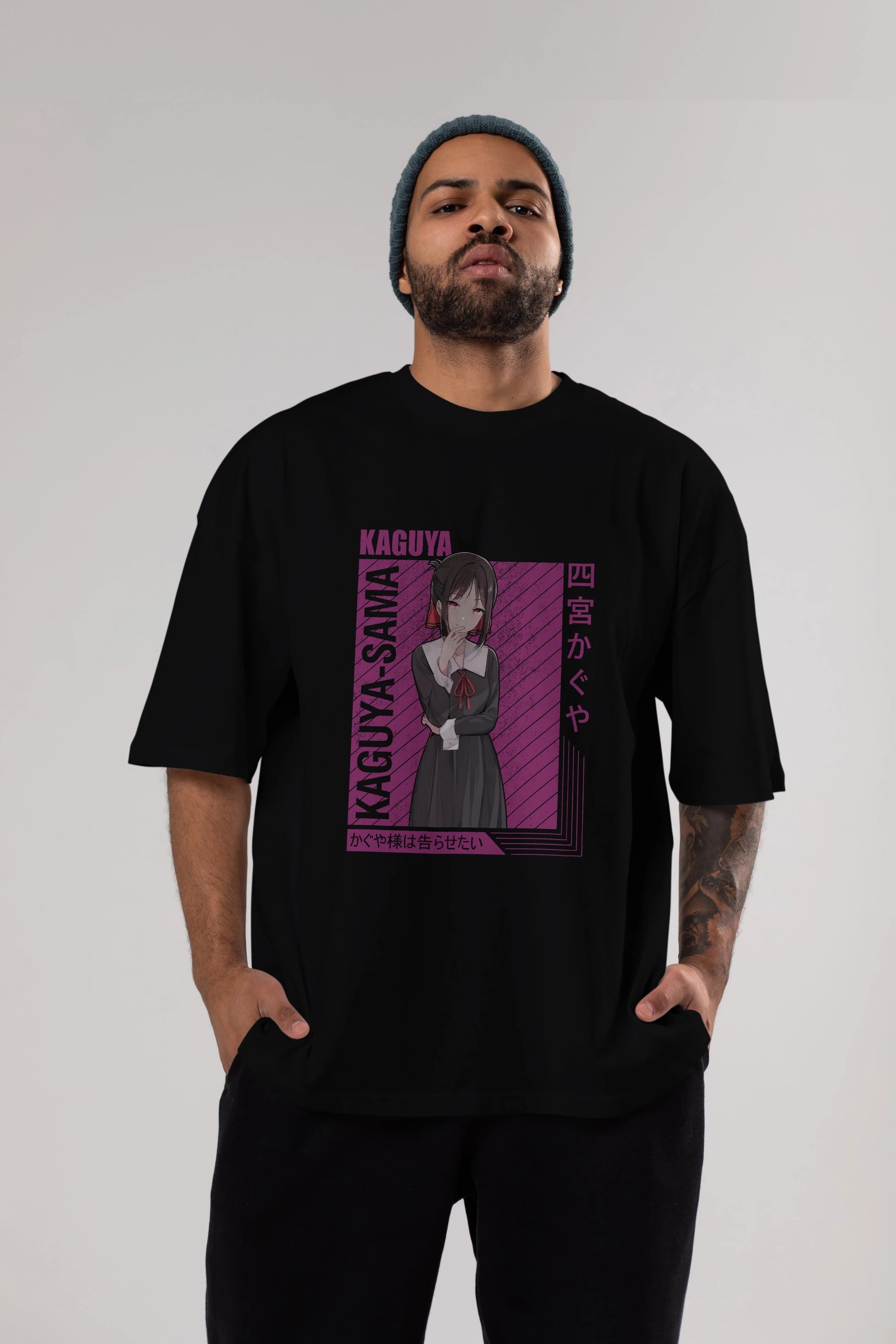 Kaguya Shinomiya 4 1 Anime Ön Baskılı Oversize t-shirt %100 pamuk Erkek Kadın Unisex