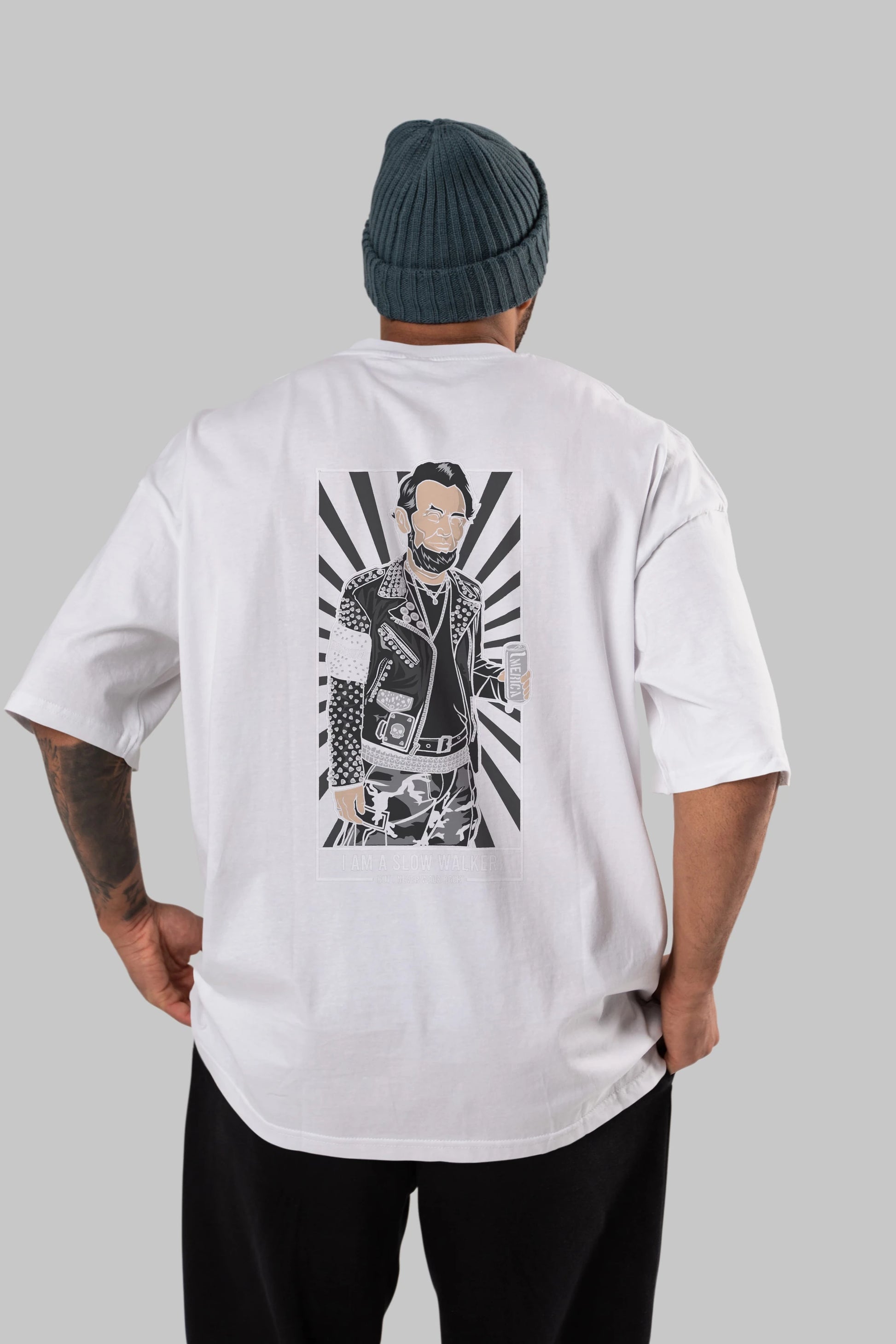 Lincoln Street Punk Arka Baskılı Oversize t-shirt Erkek Kadın Unisex %100 Pamuk tişort