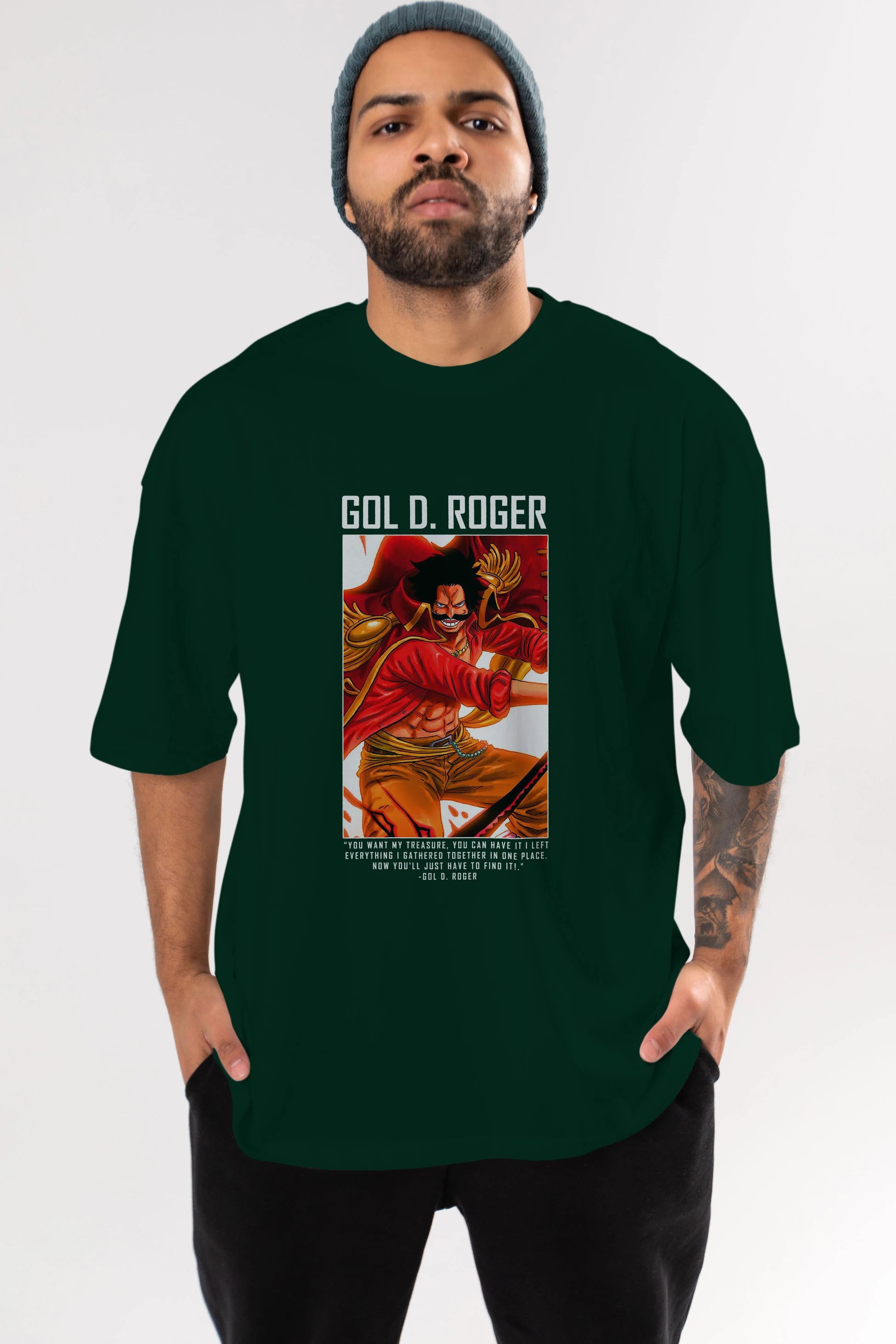 Gol D. Roger Anime Ön Baskılı Oversize t-shirt Erkek Kadın Unisex