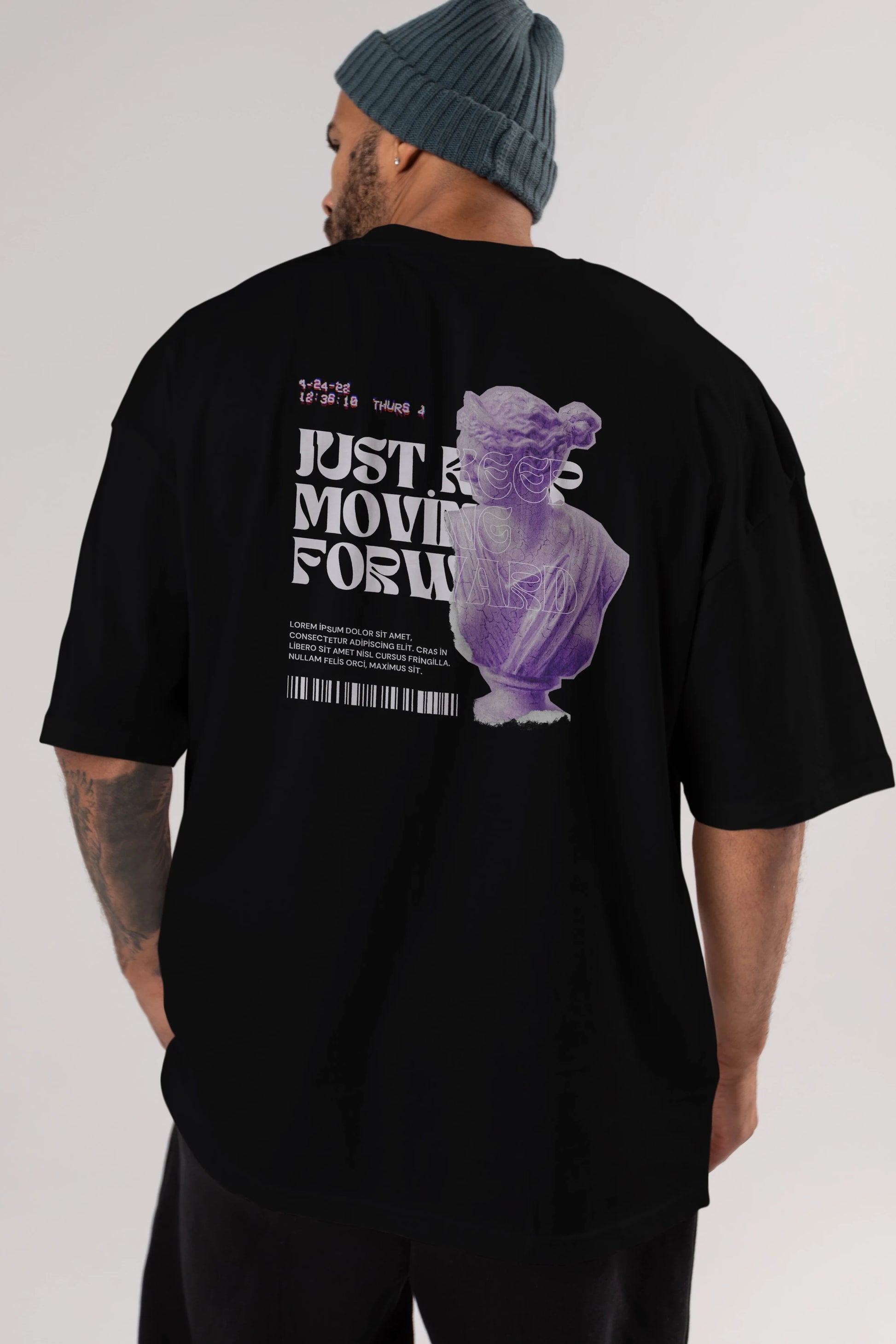 Just Keep Moving Forward Yazılı Arka Baskılı Oversize t-shirt Erkek Kadın Unisex