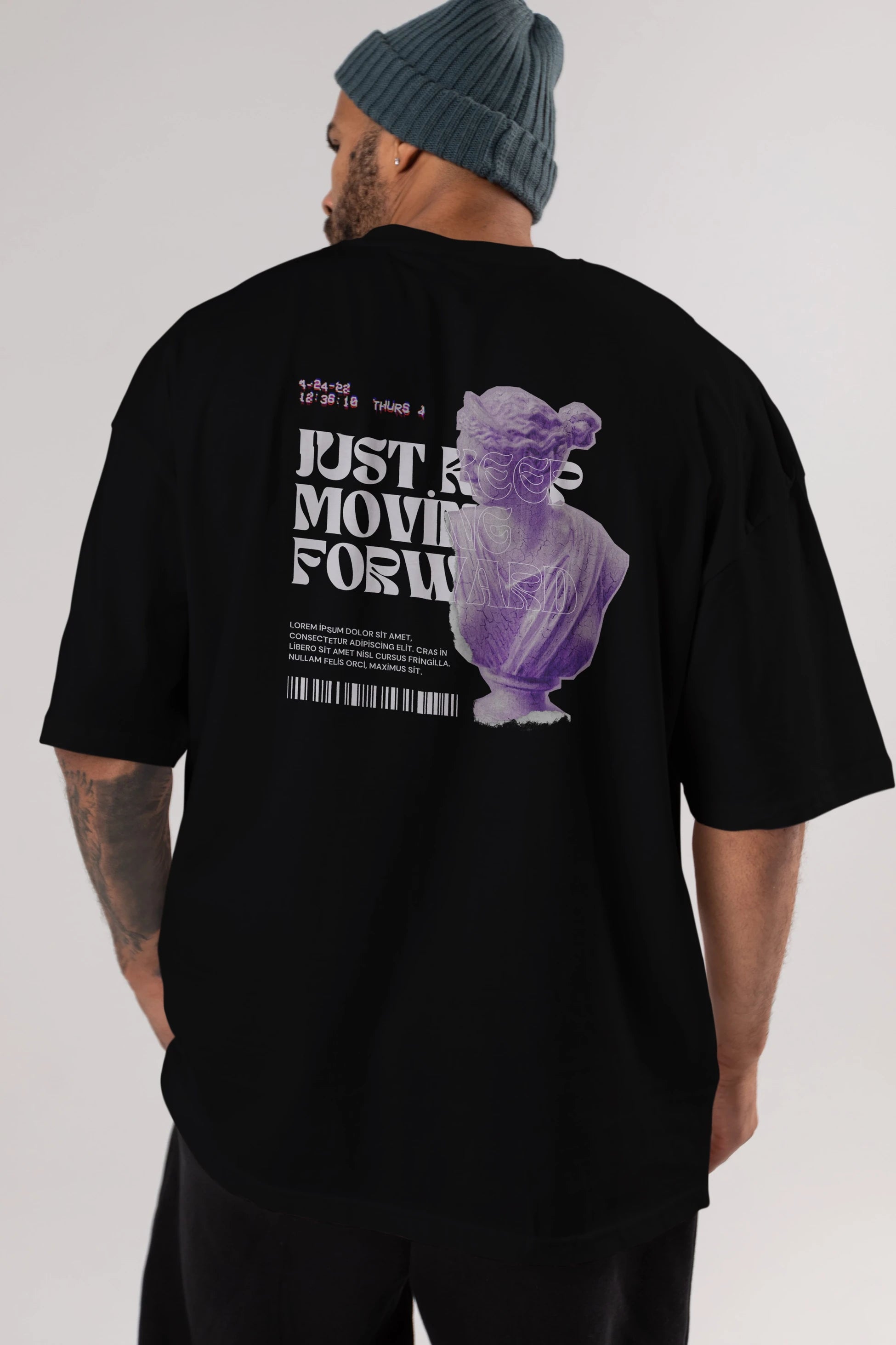 Just Keep Moving Forward Yazılı Arka Baskılı Oversize t-shirt Erkek Kadın Unisex
