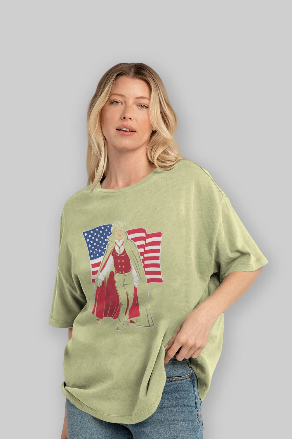 Trump Dracula Ön Baskılı Oversize t-shirt Erkek Kadın Unisex %100 Pamuk tişort