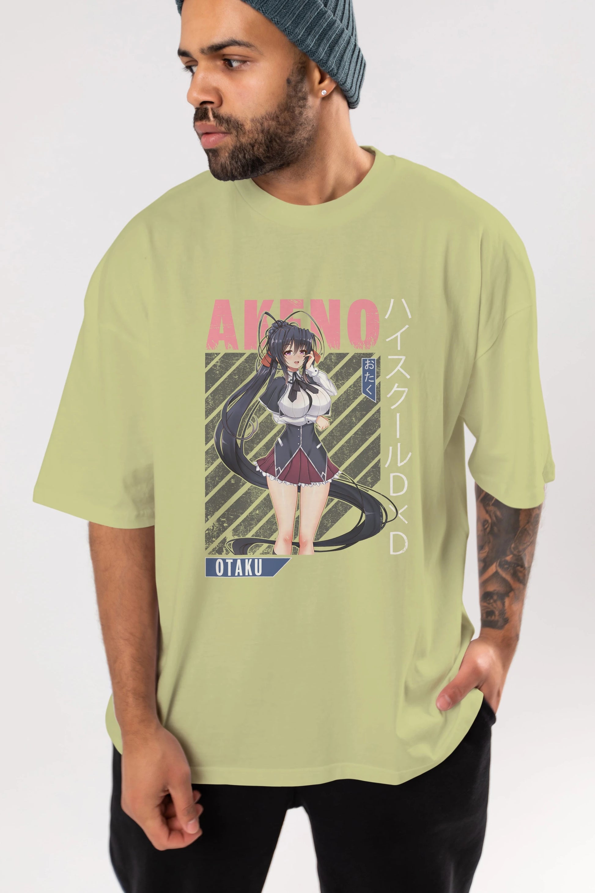 Akeno Himejima 4 Anime Ön Baskılı Oversize t-shirt %100 pamuk Erkek Kadın Unisex