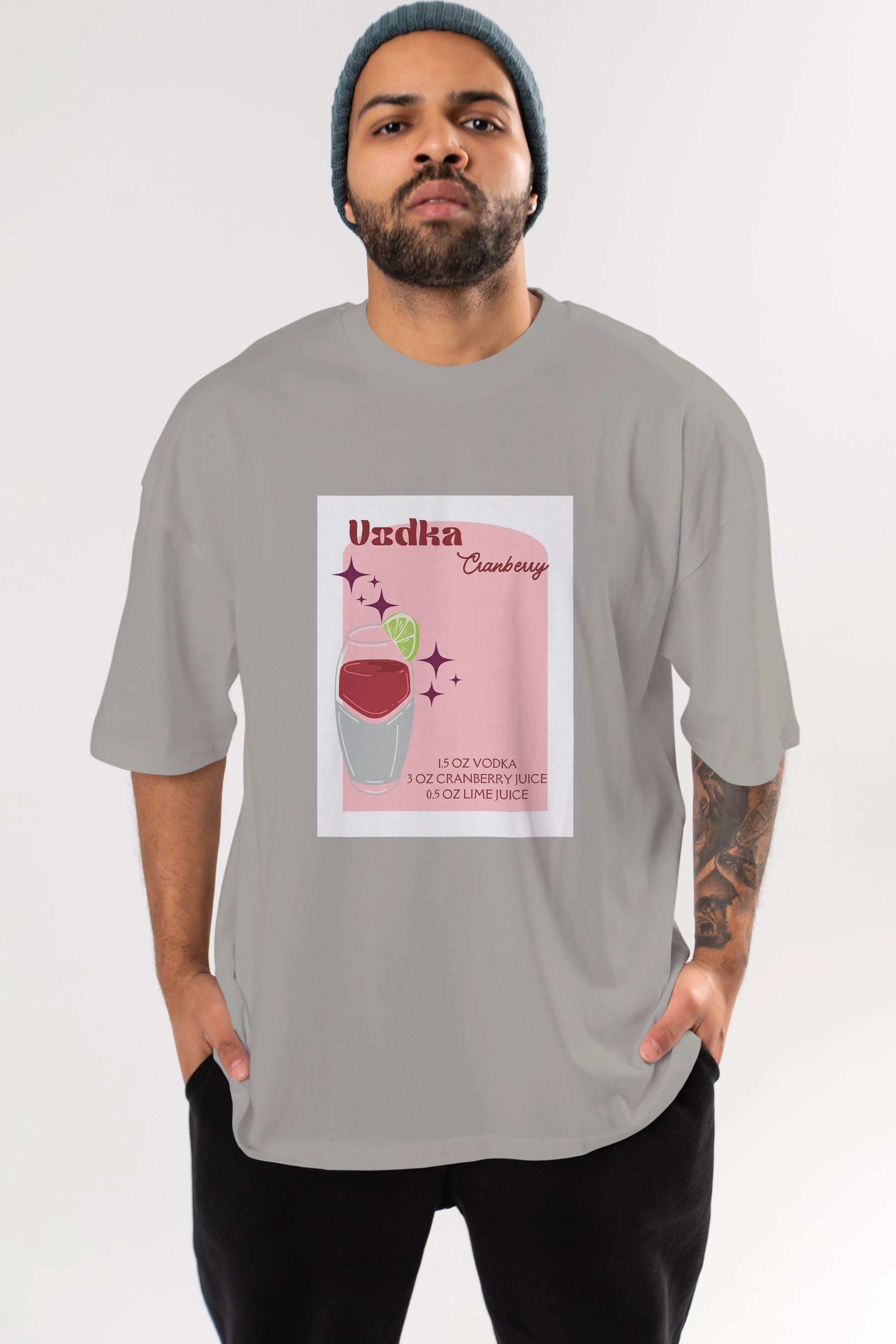 Vodka Cranberry 2 Ön Baskılı Oversize t-shirt Erkek Kadın Unisex %100 Pamuk Bisiklet Yaka tişort