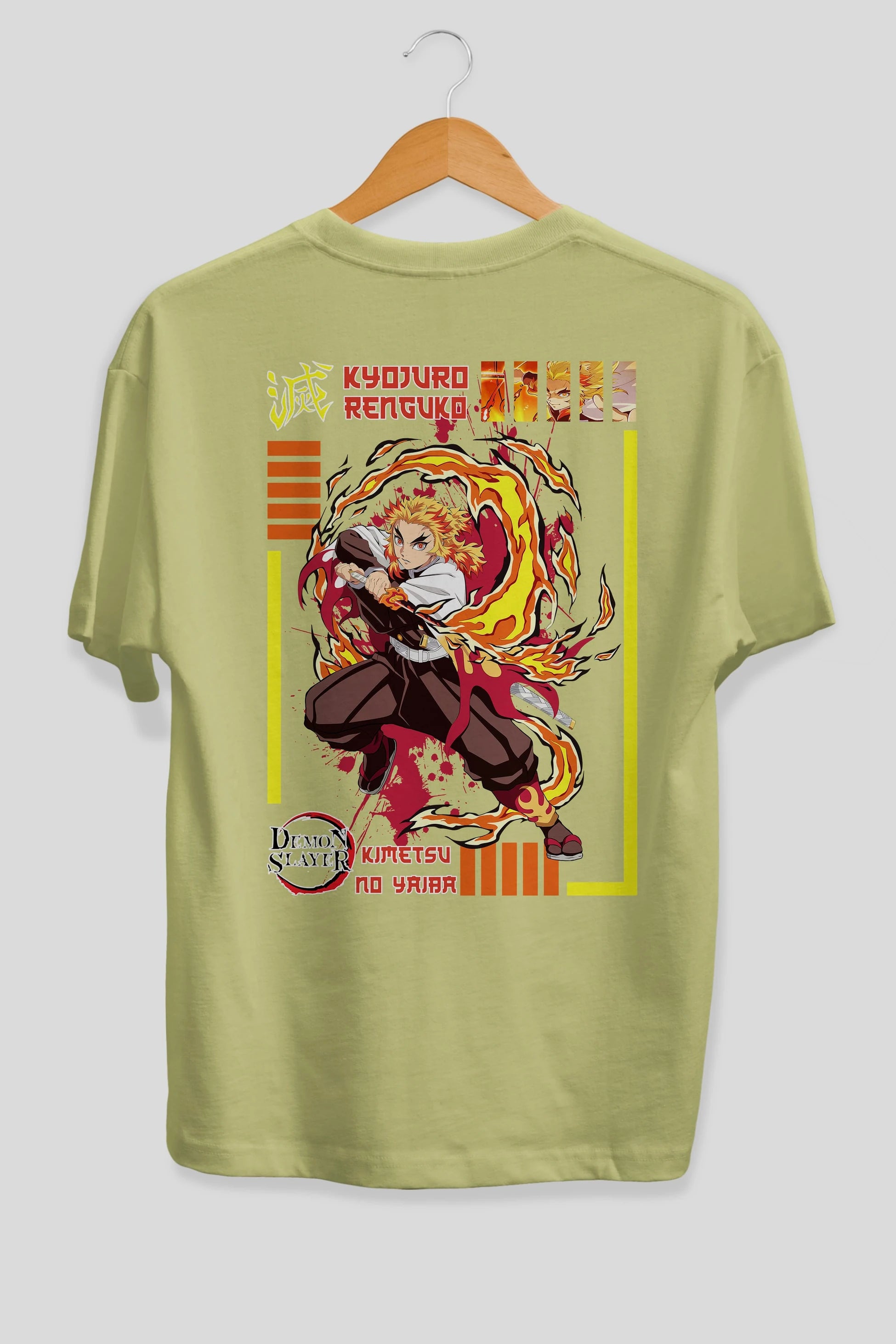 KYOJURO RENGOKU Anime Arka Baskılı Oversize t-shirt Erkek Kadın Unisex