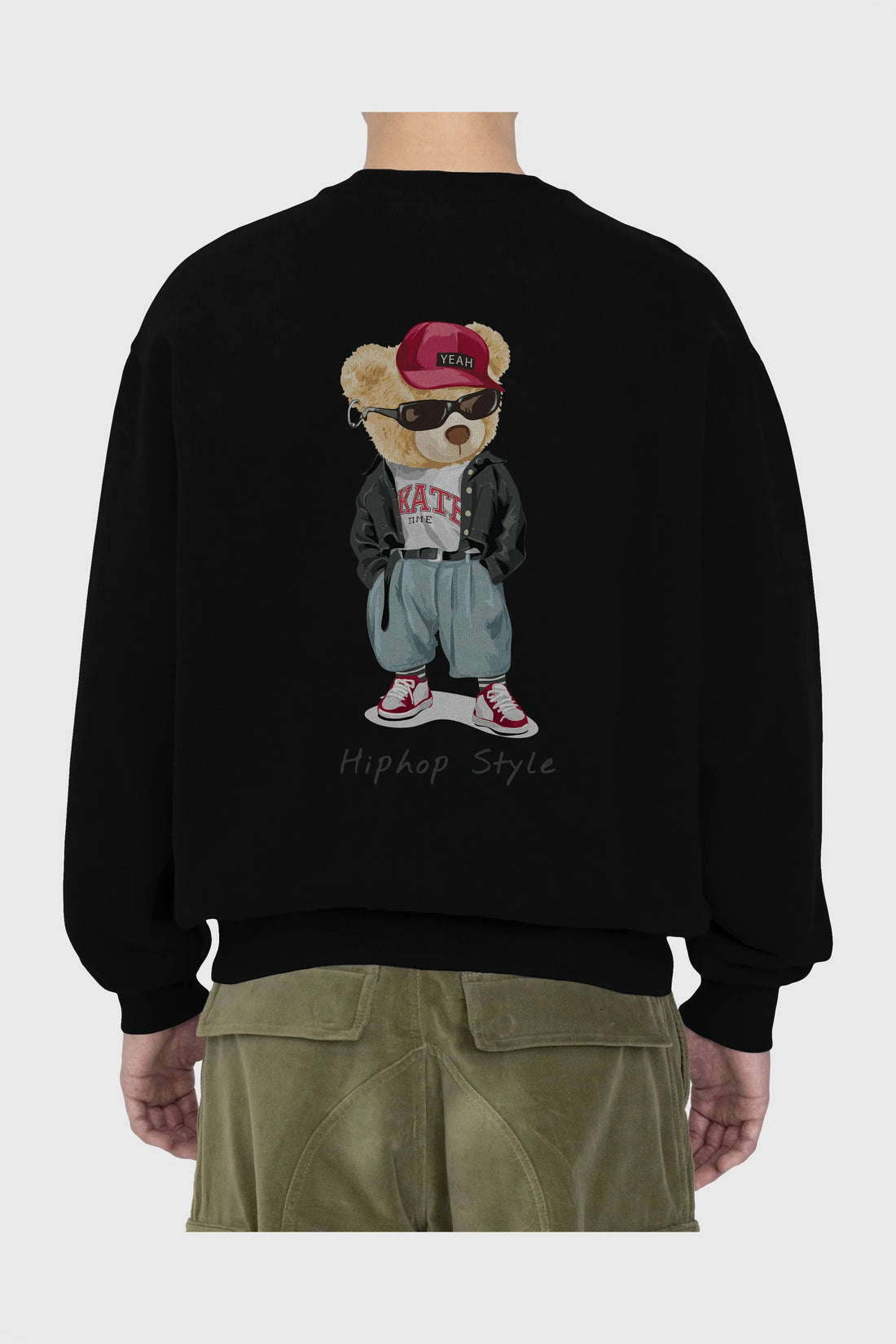 Teddy Bear Hiphop Style Arka Baskılı Oversize Sweatshirt Erkek Kadın Unisex