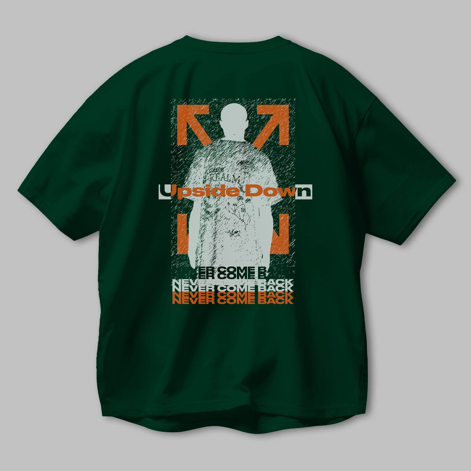 Upside Down Arka Baskılı Oversize t-shirt Erkek Kadın Unisex
