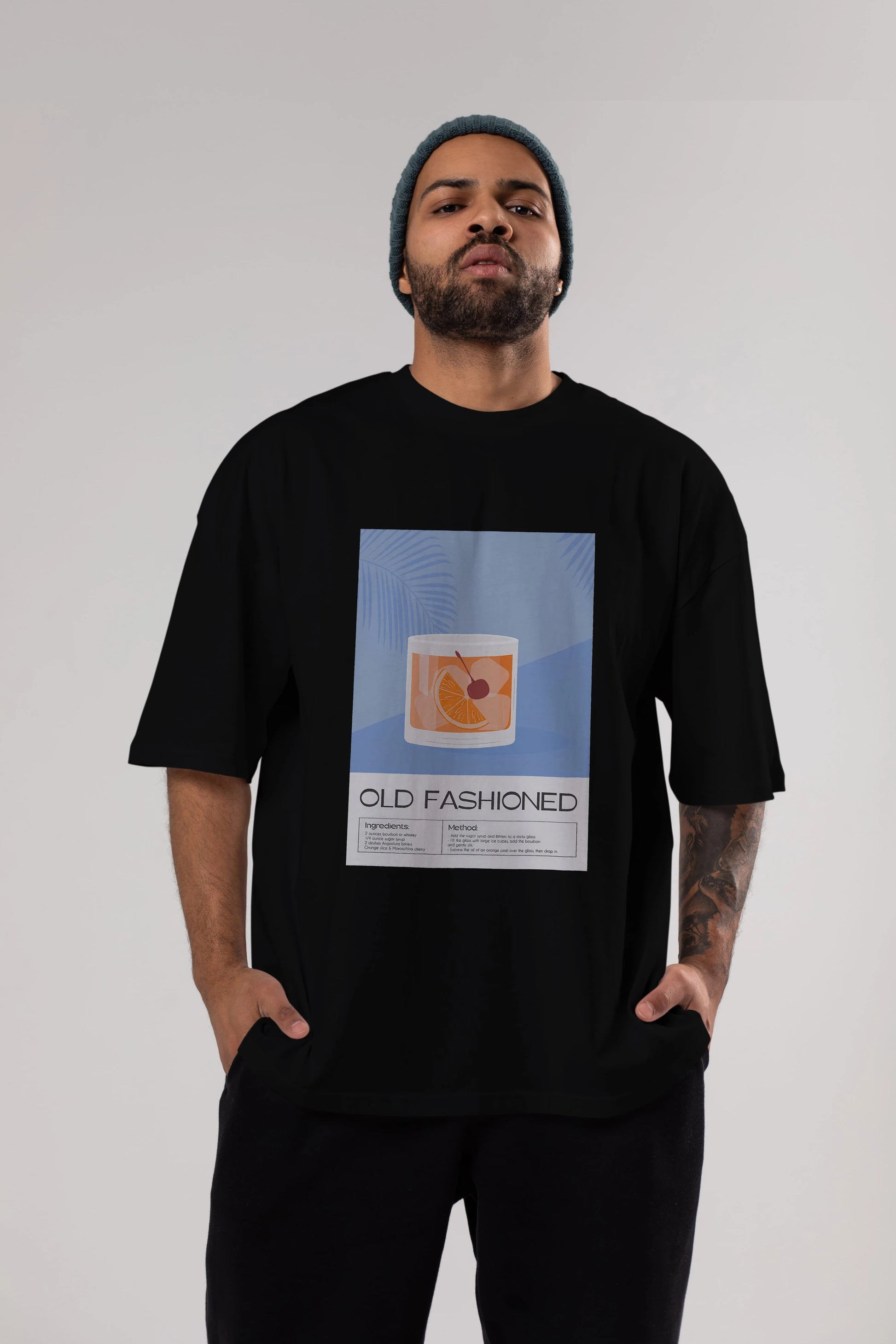 Old Fashioned 3 Ön Baskılı Oversize t-shirt Erkek Kadın Unisex %100 Pamuk Bisiklet Yaka tişort