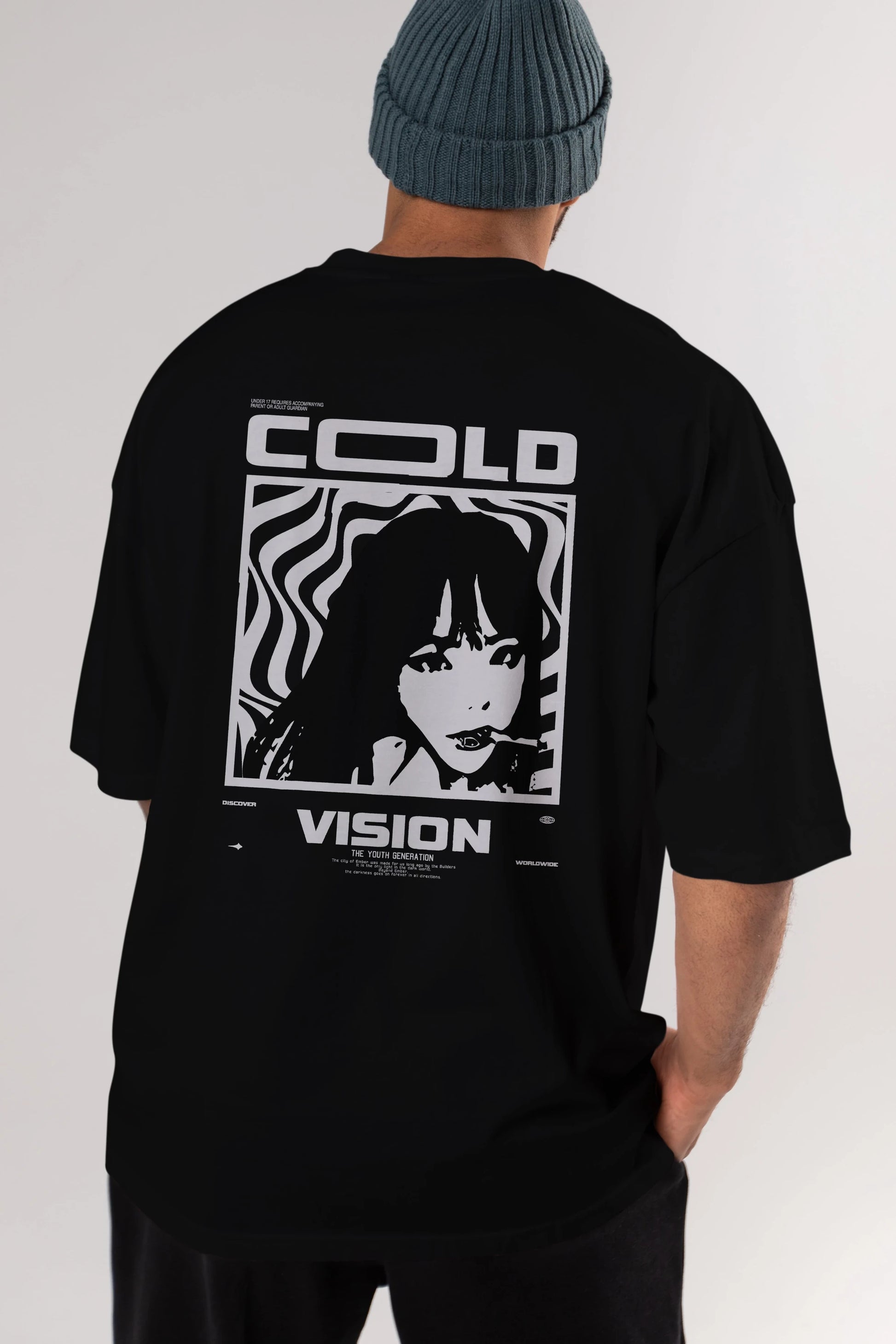 Cold Vision Arka Baskılı Oversize t-shirt Erkek Kadın Unisex