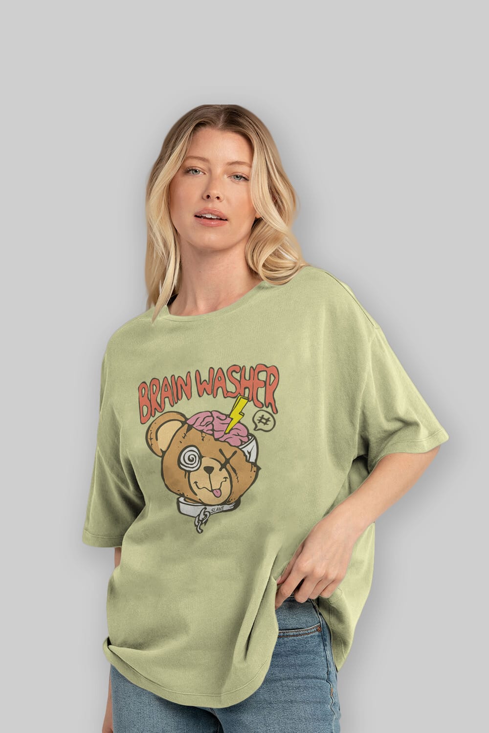Brain Washer Ön Baskılı Oversize t-shirt Erkek Kadın Unisex